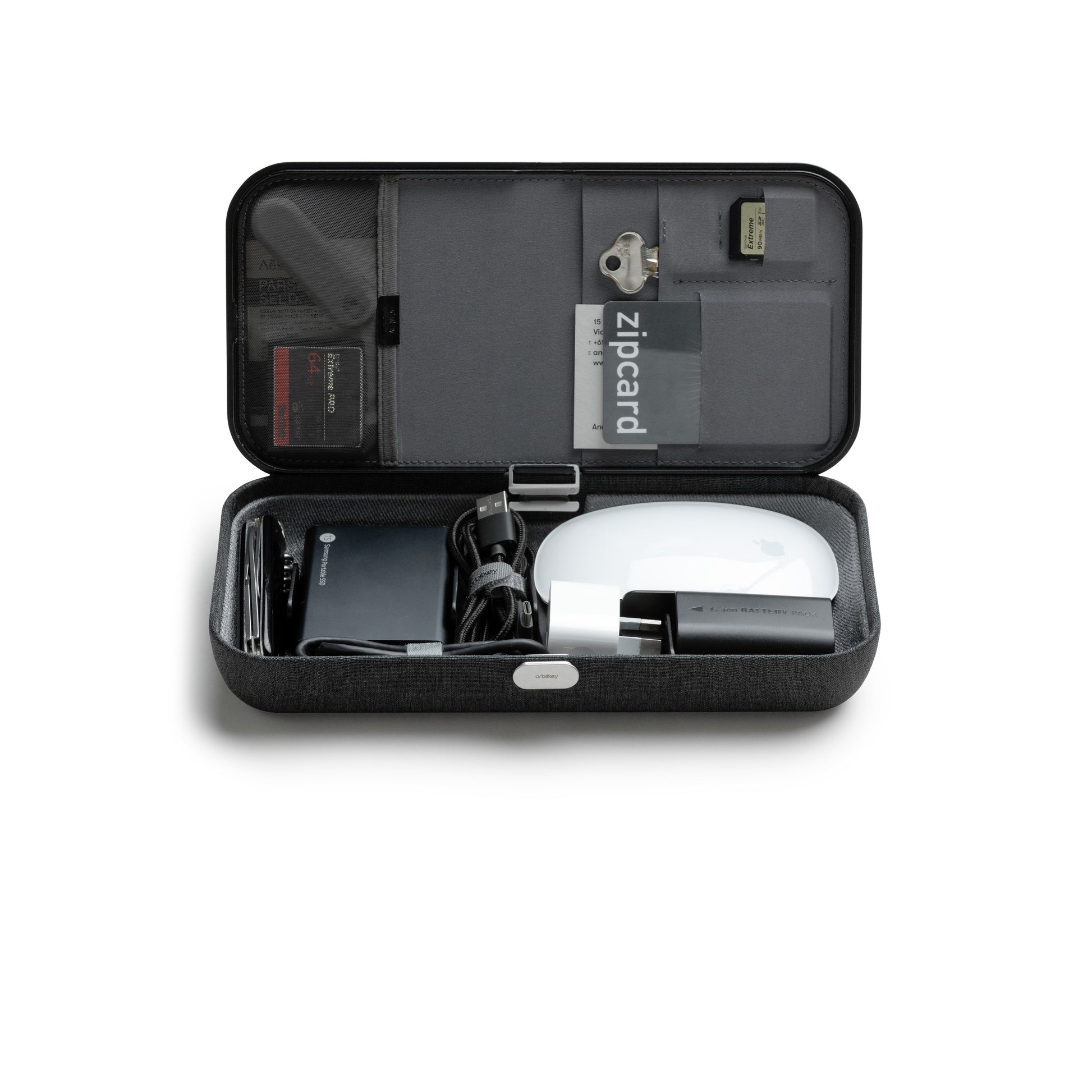 Orbitkey Nest Portable Organizer│Black│foto binnenkant gevuld met accessoires