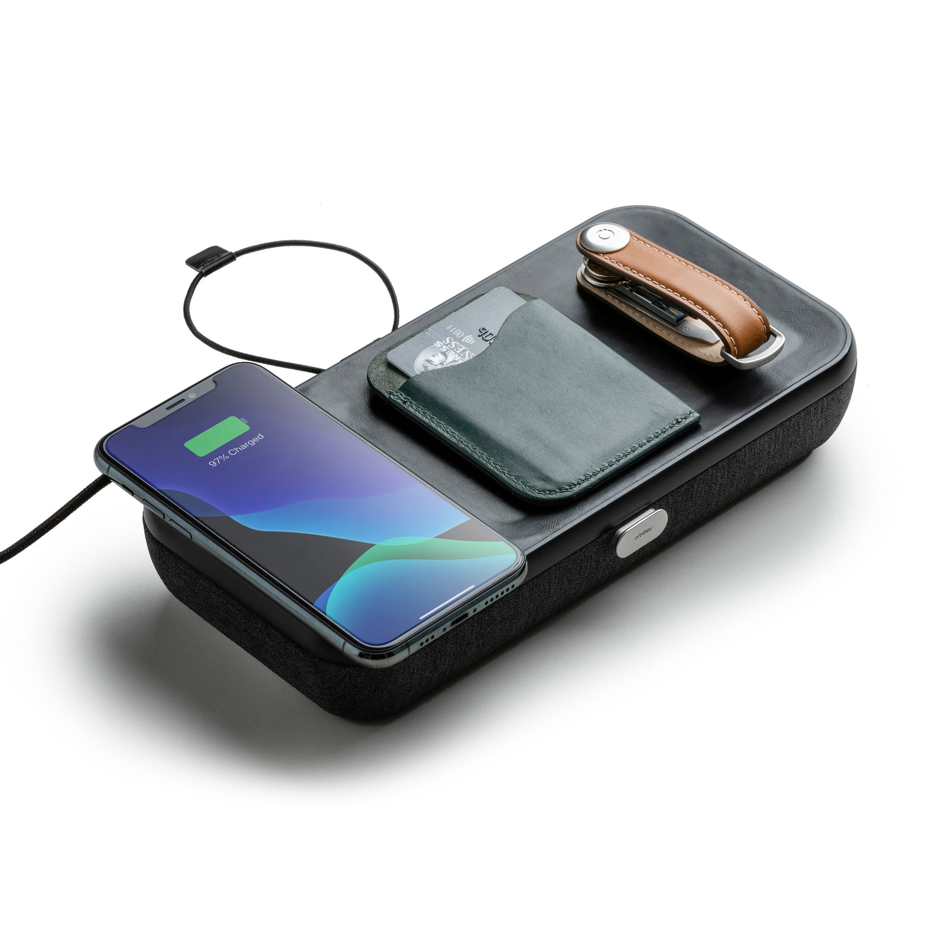 Orbitkey Nest Portable Organizer│Black│foto met telefoon en overige accessoires