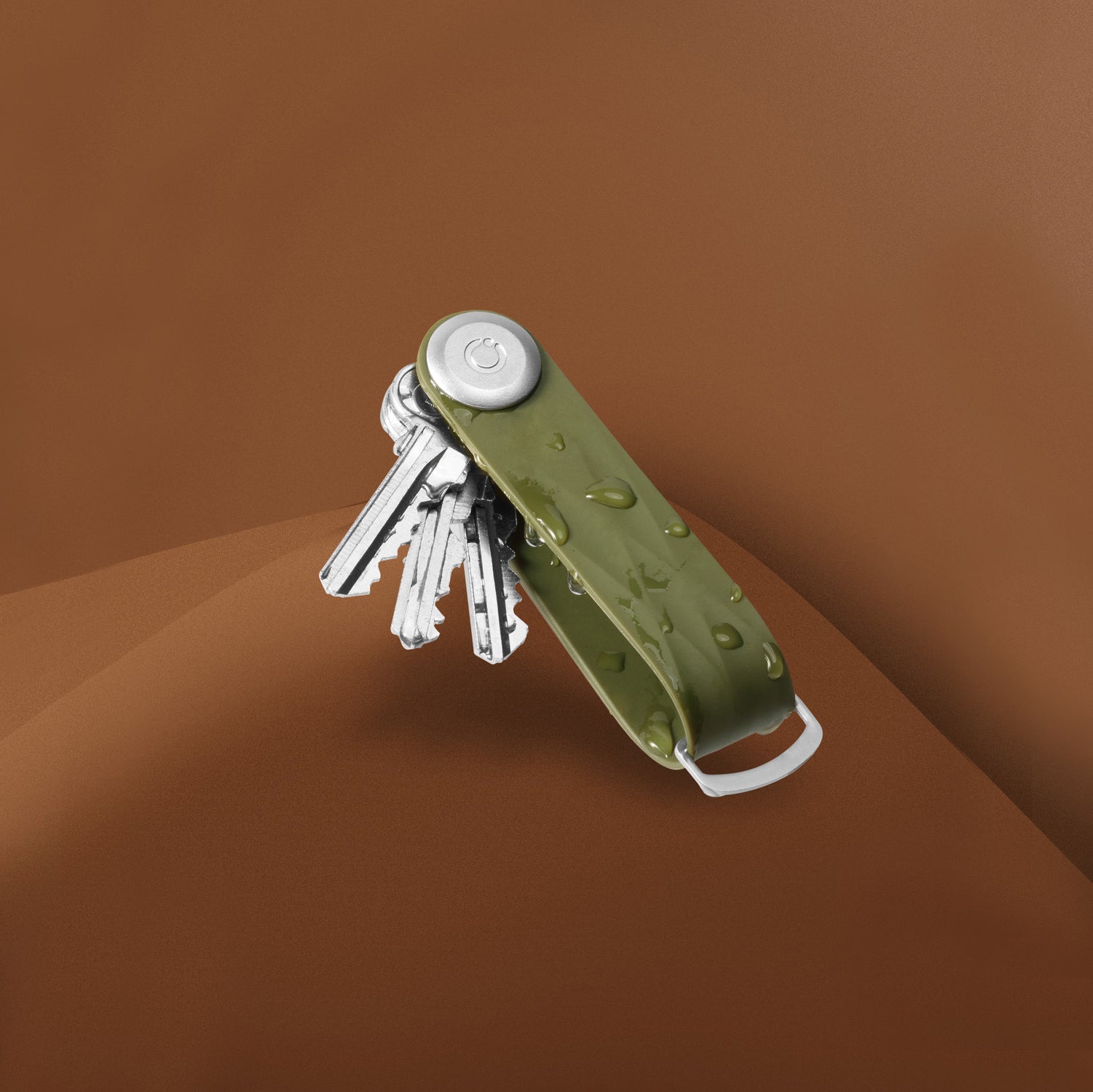 Key Organizer Orbitkey│Active Hunter Green│ ACTO-2-HG│sleutelhanger rubber met regendruppels