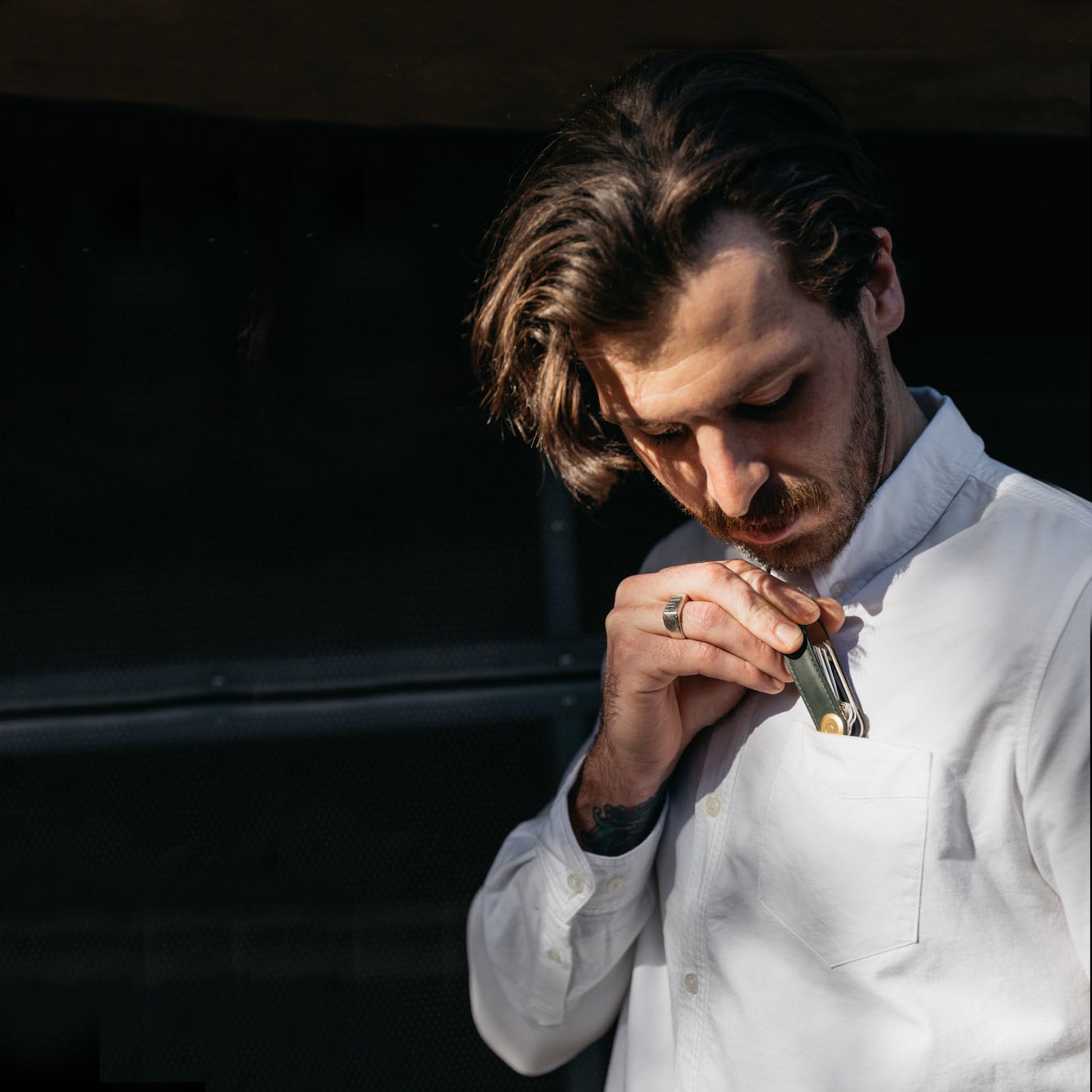 Key Organizer Orbitkey│Crazy Horse Leather Forest Green│art. CHLO-2-FGFGYG│sleutelhanger leer in borstzak
