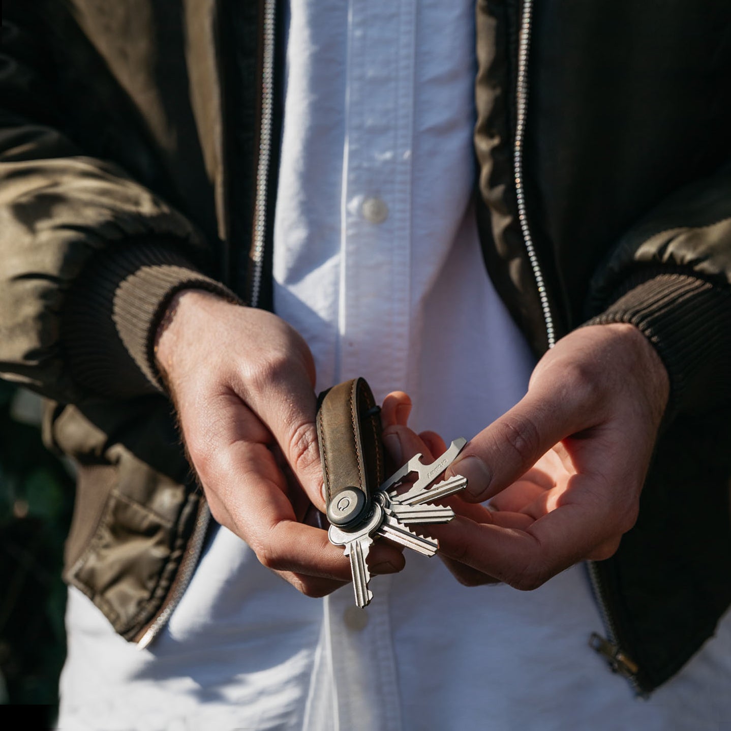 Key Organizer Orbitkey│Crazy Horse leather Oak Brown│CHLO-2-OBOBGM│sleutelhanger leer met multitool