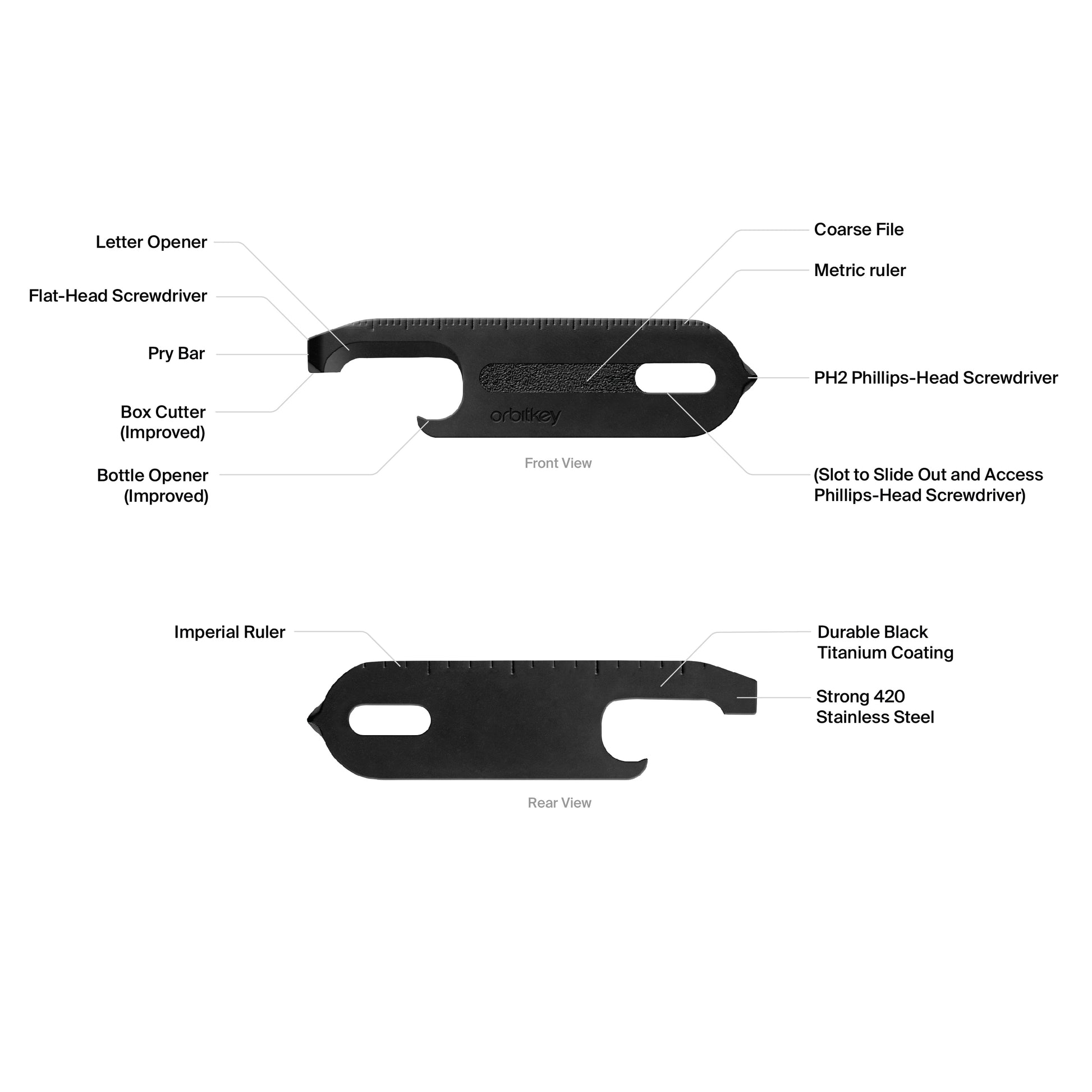 Orbitkey Gift Set│Key Organiser Chestnut Brown│Multitool Zwart│art. KCHB-CBB-201│functies multitool