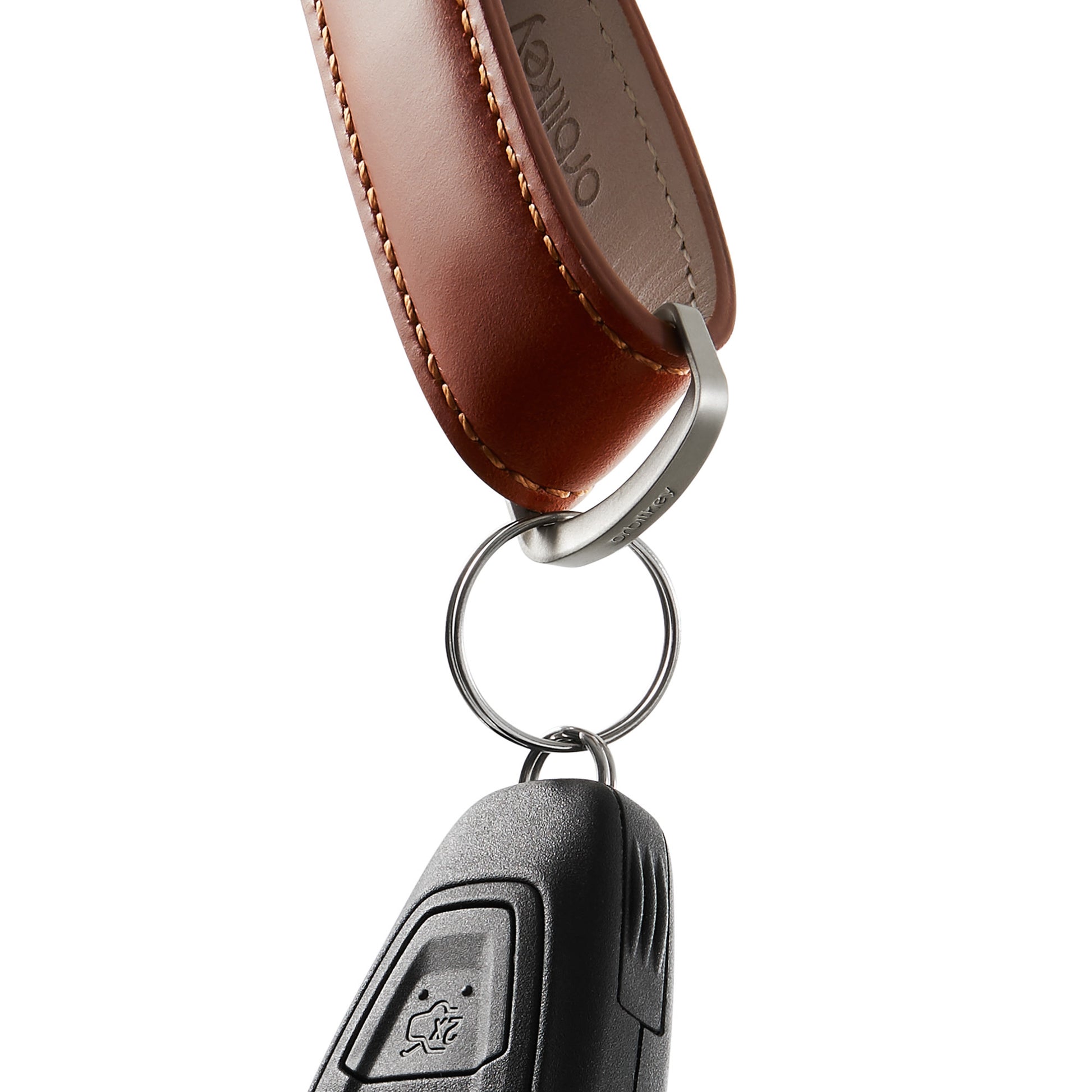 Key Organizer Orbitkey│Premium Leather Cognac Tan│art. LTHO-2-CGTN│sleutelhanger leer met autosleutels aan D-ring