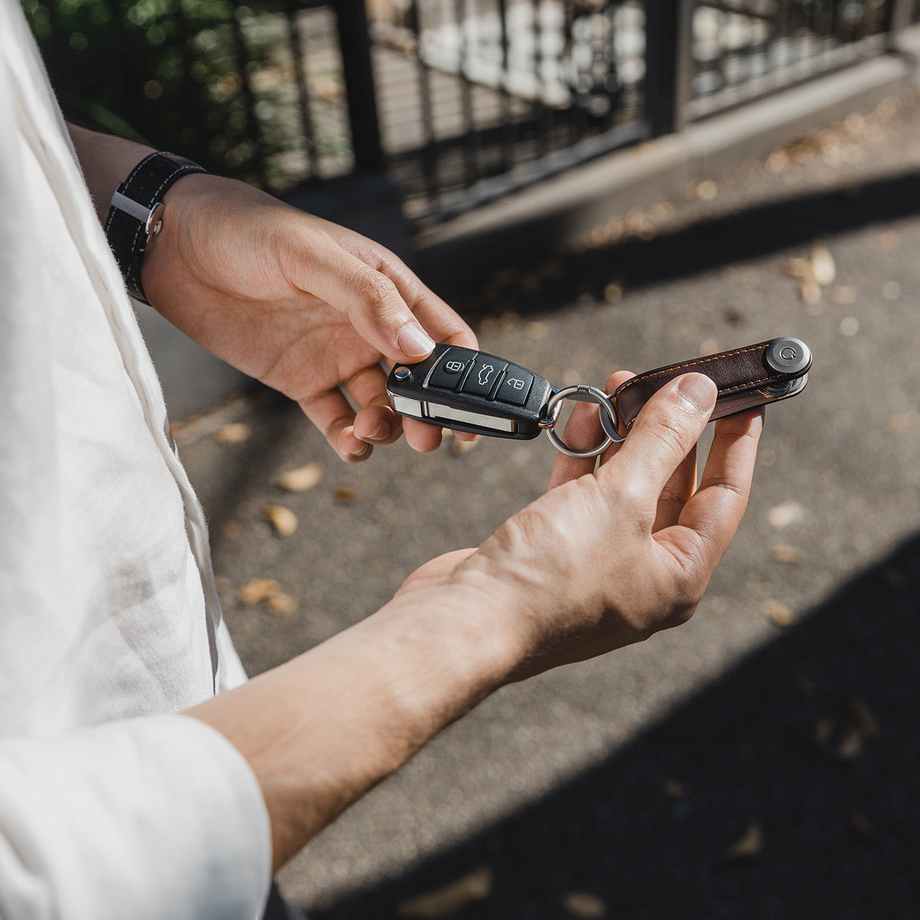 Key Organizer Orbitkey│Premium Leather Espresso Brown│art. LTHO-2-ESBR│sleutelhanger leer Met V-ring