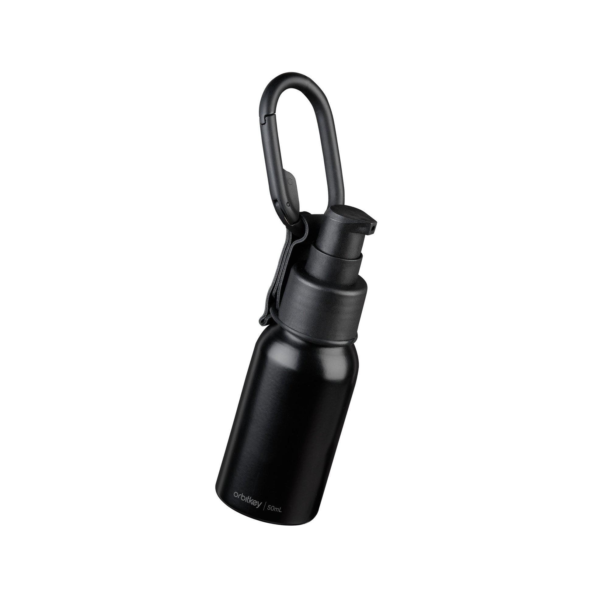 Orbitkey Sanitiser Holder Black│Flesje voor Desinfectie vloeistof│foto voorkant schuin
