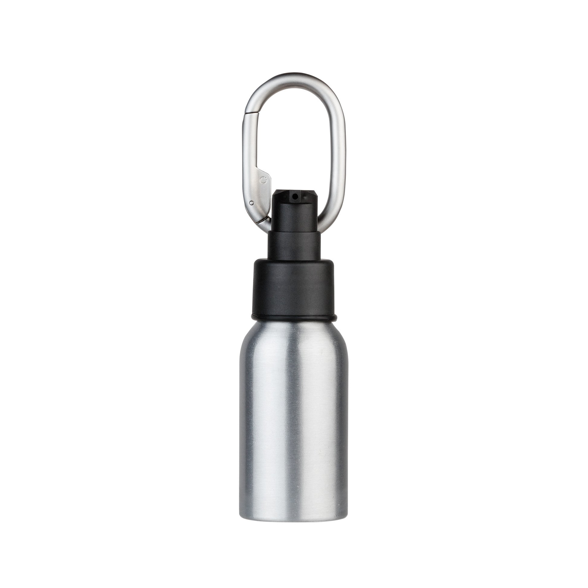 Orbitkey Sanitiser Holder Silver│Flesje Desinfectievloeistof│foto voorkant