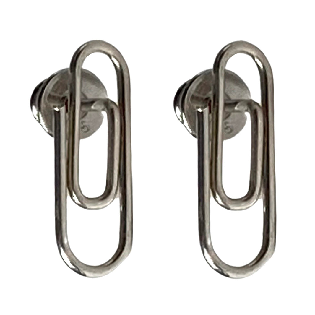 Oorbellen Paperclip Zilver│Crazyclage│foto voorkant recht