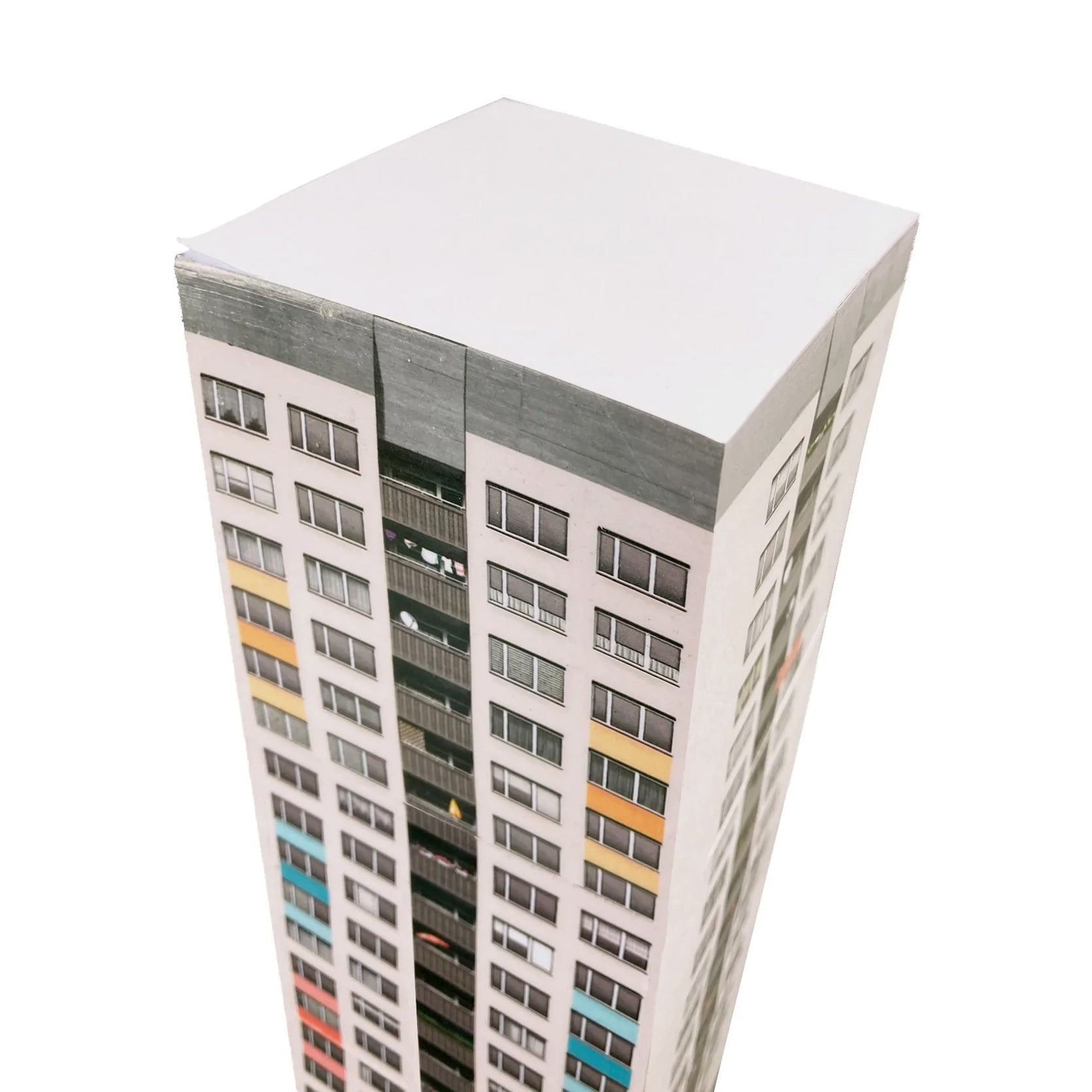 Memoblok Paperscraper Plattenbau Berlin│Notitieblok hoog gebouw│detail bovenkant