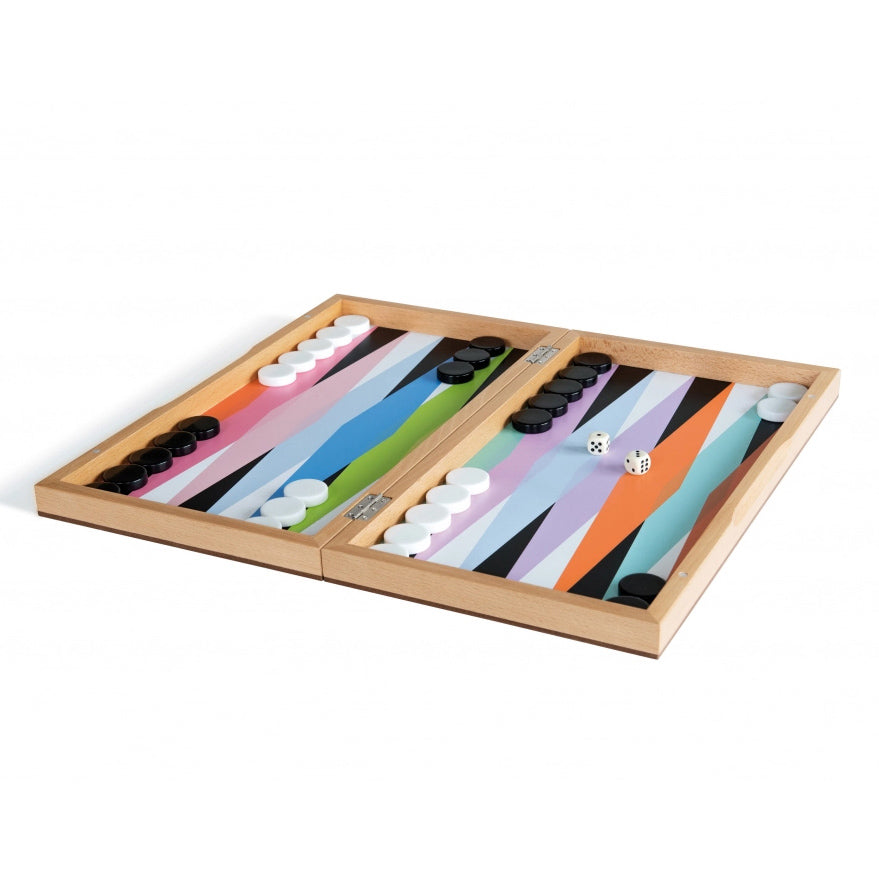 Backgammon Bordspel│Remember│art. GAM01│bovenaanzicht schuin met witte achtergrond