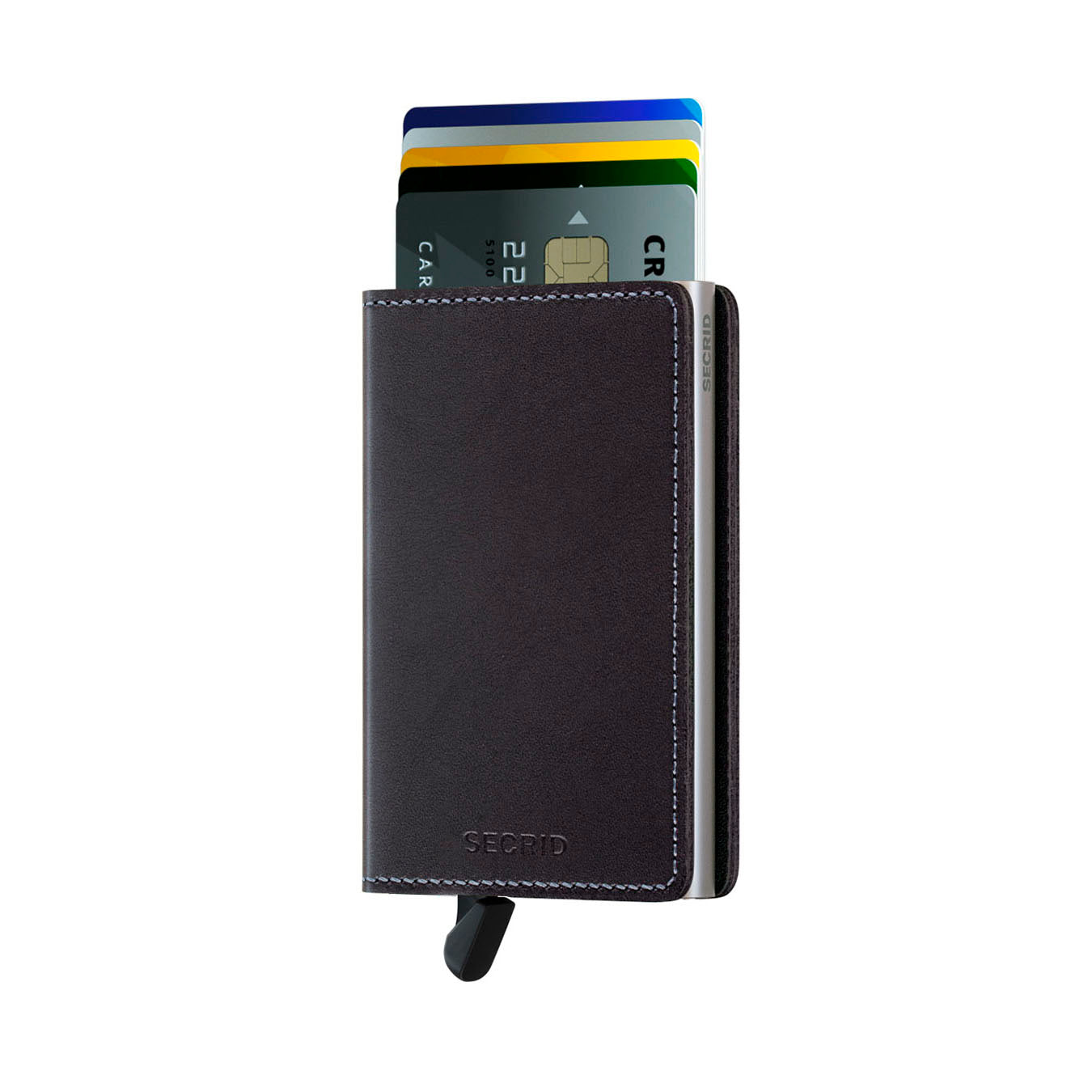 Secrid Slimwallet Original│art. SO-BLACK│Pasjeshouder│voorkant met uitgeschoven pasjes en clip