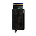Secrid Slimwallet Vintage│art. SV-BLACK│Pasjeshouder│voorkant met uitgeschoven pasjes en clip