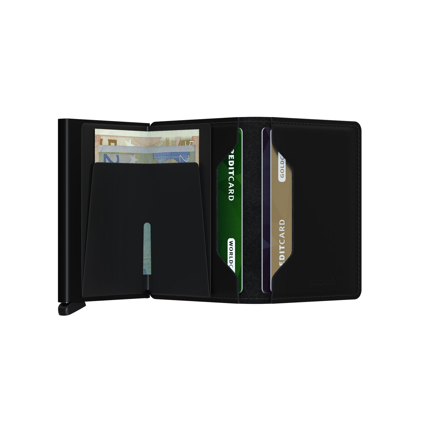 Secrid Slimwallet Matte│art. SM-BLACK│pasjeshouder│geopend met contant geld