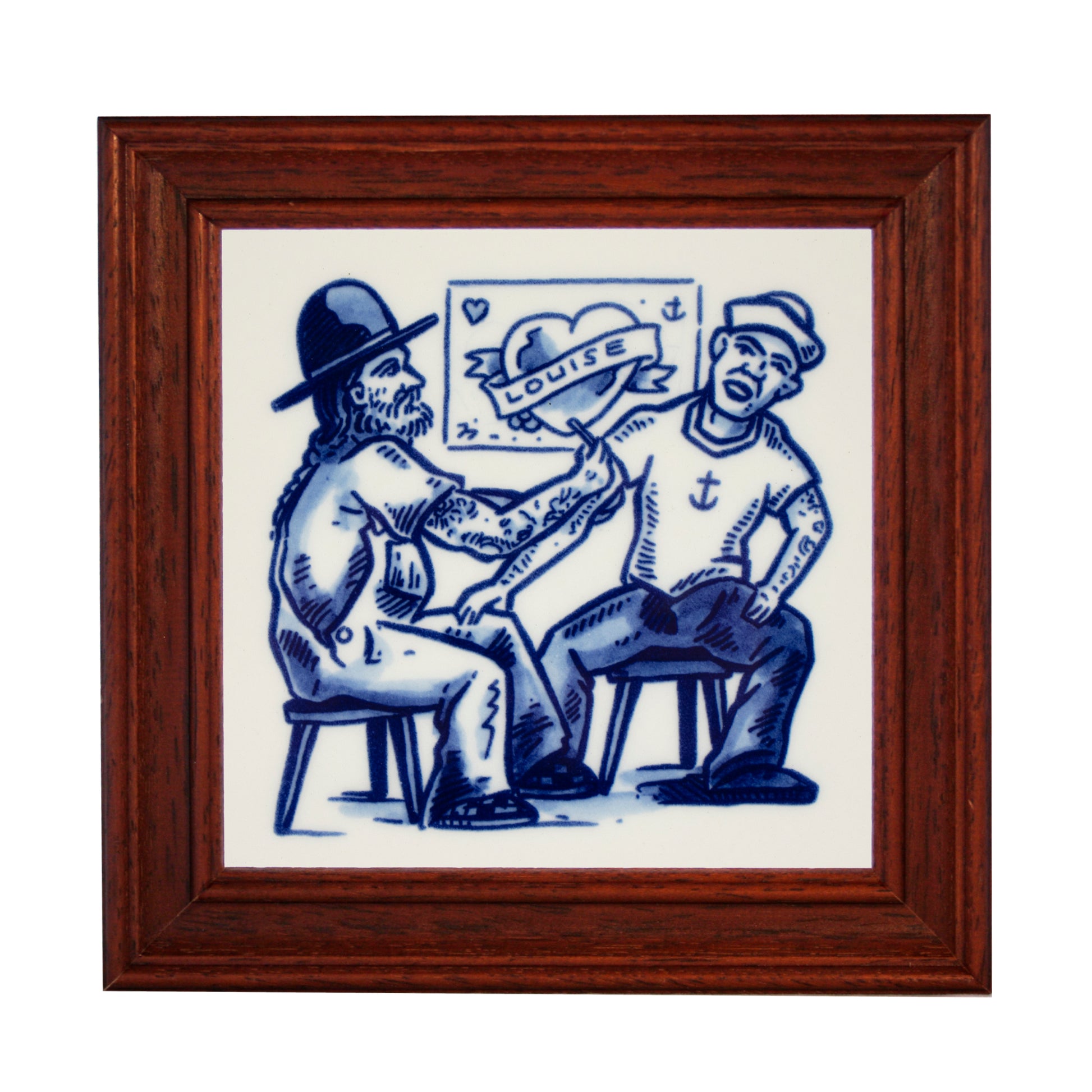 Schiffmacher Royal Blue Tattoo • Tegel • Schiffmacher Royal Blue Tattoo is een unieke samenwerking tussen tattoo artist Henk Schiffmacher en Royal Delft - Porcelyne Fles. De oude ambachten en tradities van beiden komen samen in prachtige objecten als vazen, borden en tegels. Rijk aan cultuur en historie.