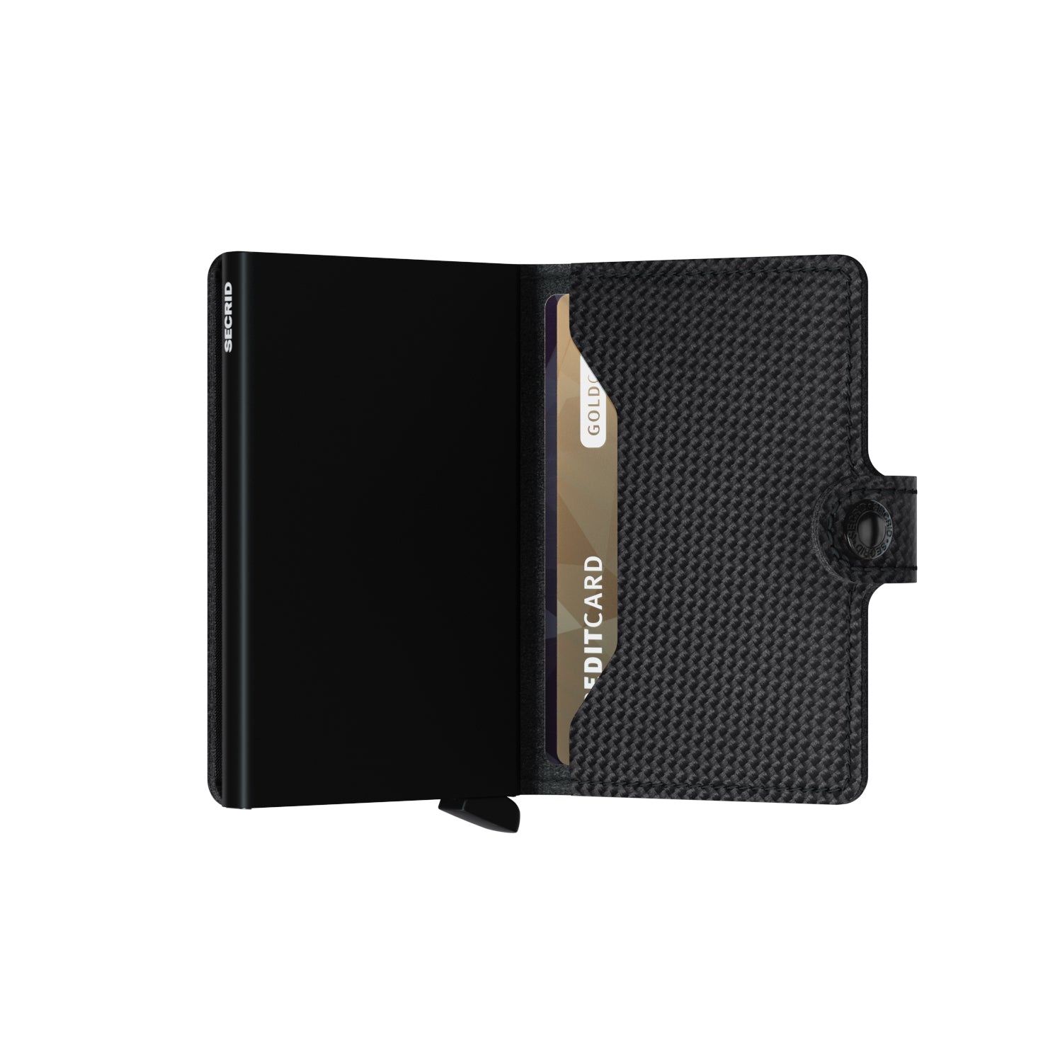 Secrid Miniwallet Carbon│Pasjeshouder│art. MCa-BLACK│half open