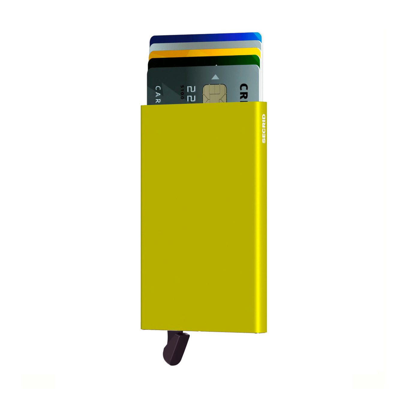 Secrid Cardprotector│art. C-LIME│Pasjeshouder│voorkant met uitgeschoven pasjes en clip