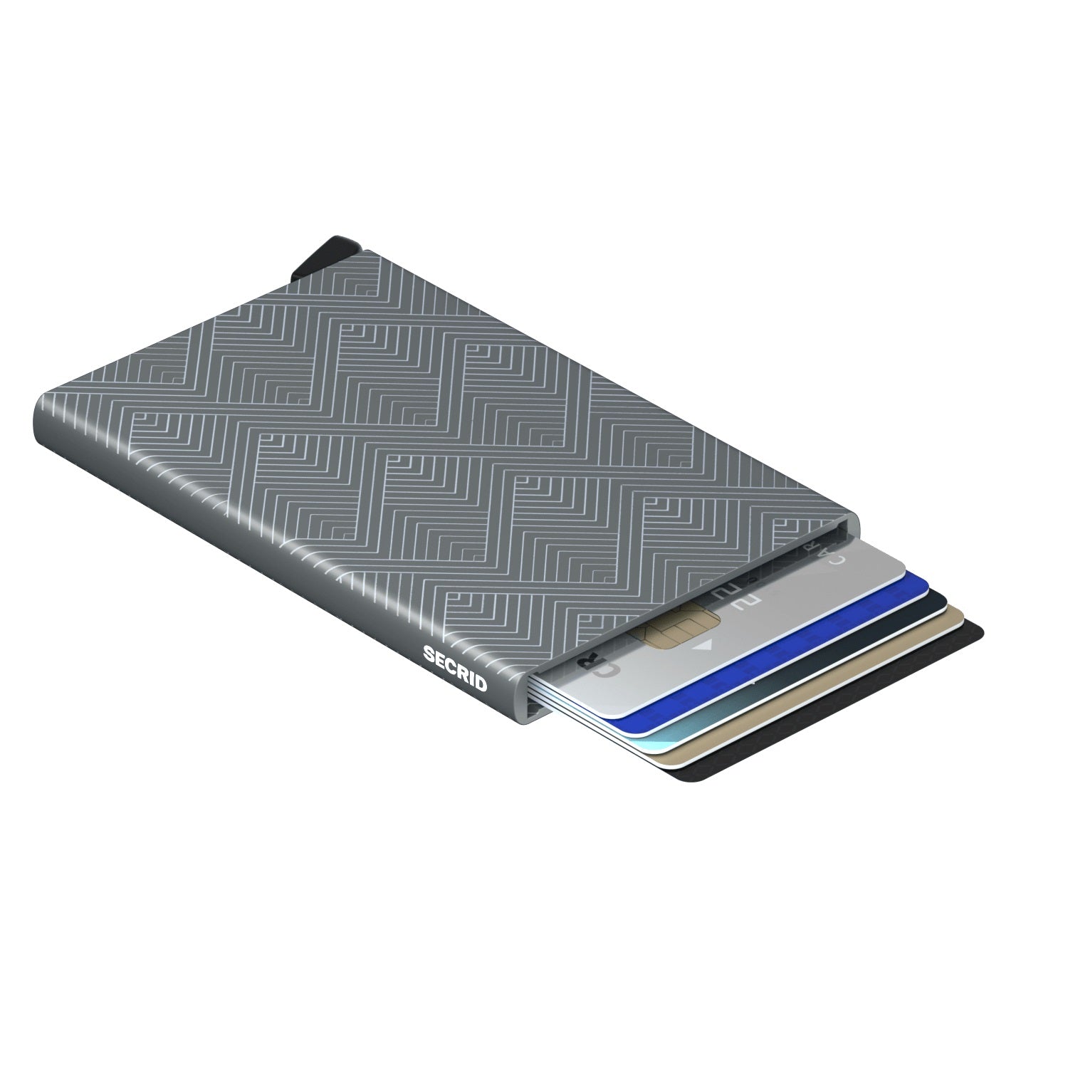 Secrid Cardprotector Laser│art. CLA-STRUCTURE TITANIUM│Pasjeshouder│bovenaanzicht met pasjes