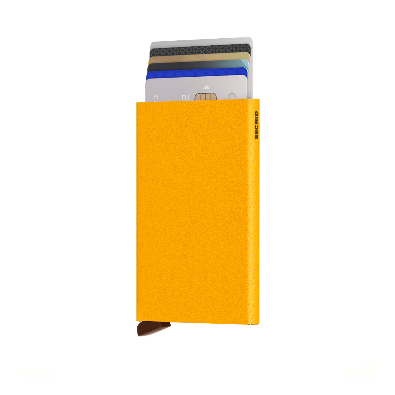 Secrid Cardprotector Powder│art. CP-OCHRE│Pasjeshouder│voorkant met uitgeschoven pasjes