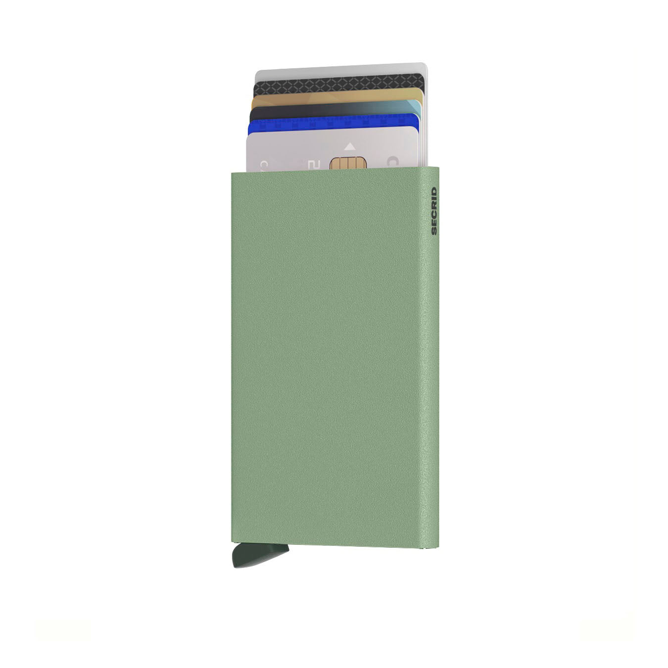 Secrid Cardprotector Powder│art. CP-PISTACHIO│Pasjeshouder│voorkant met uitgeschoven pasjes