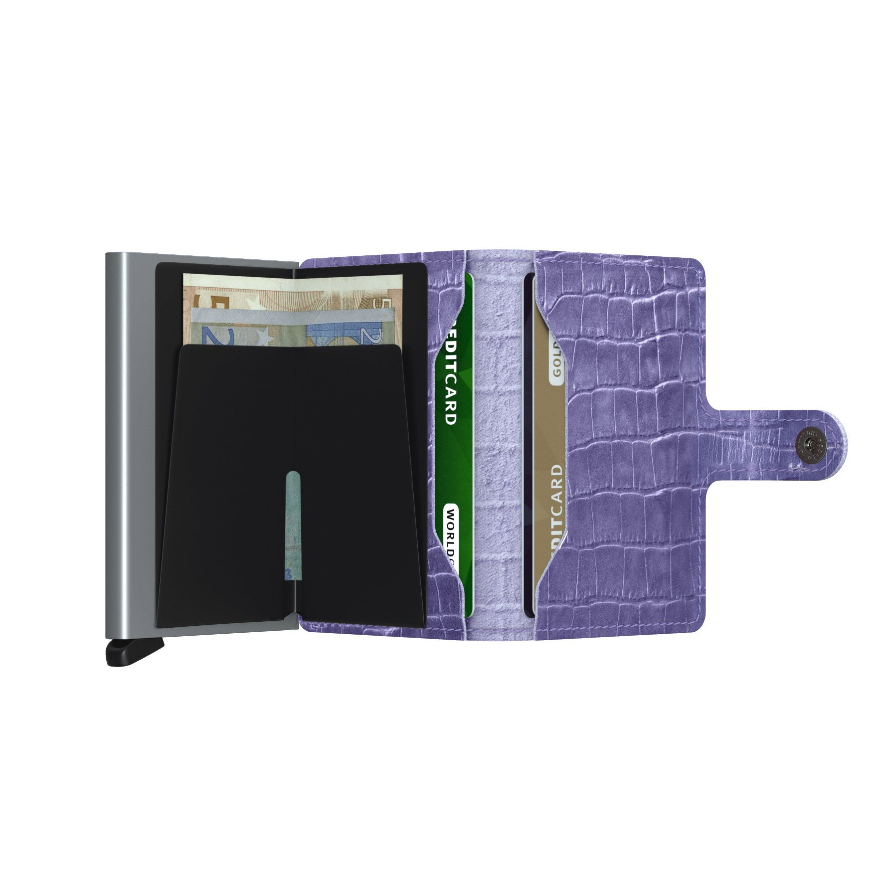 Secrid Miniwallet Cleo│art. MCL-LAVENDER│Pasjeshouder│geopend met contant geld