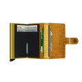 Secrid Miniwallet Cleo│art. MCL-OCHRE-BROWN│Pasjeshouder en Portemonnee│geopend met contant geld