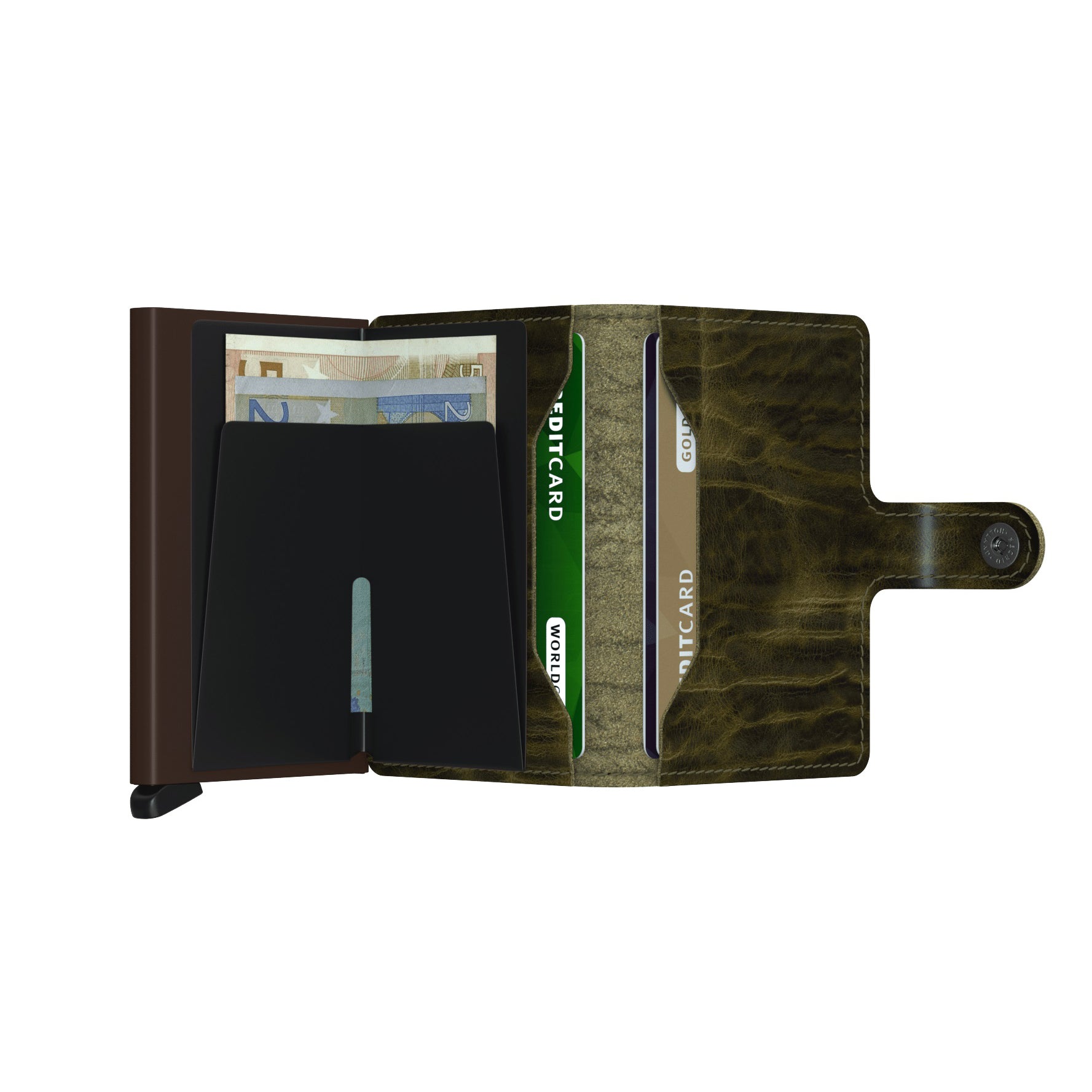 Secrid Miniwallet Dutch Martin│art.MDM-OLIVE│Pasjeshouder en Portemonnee│open met contant geld