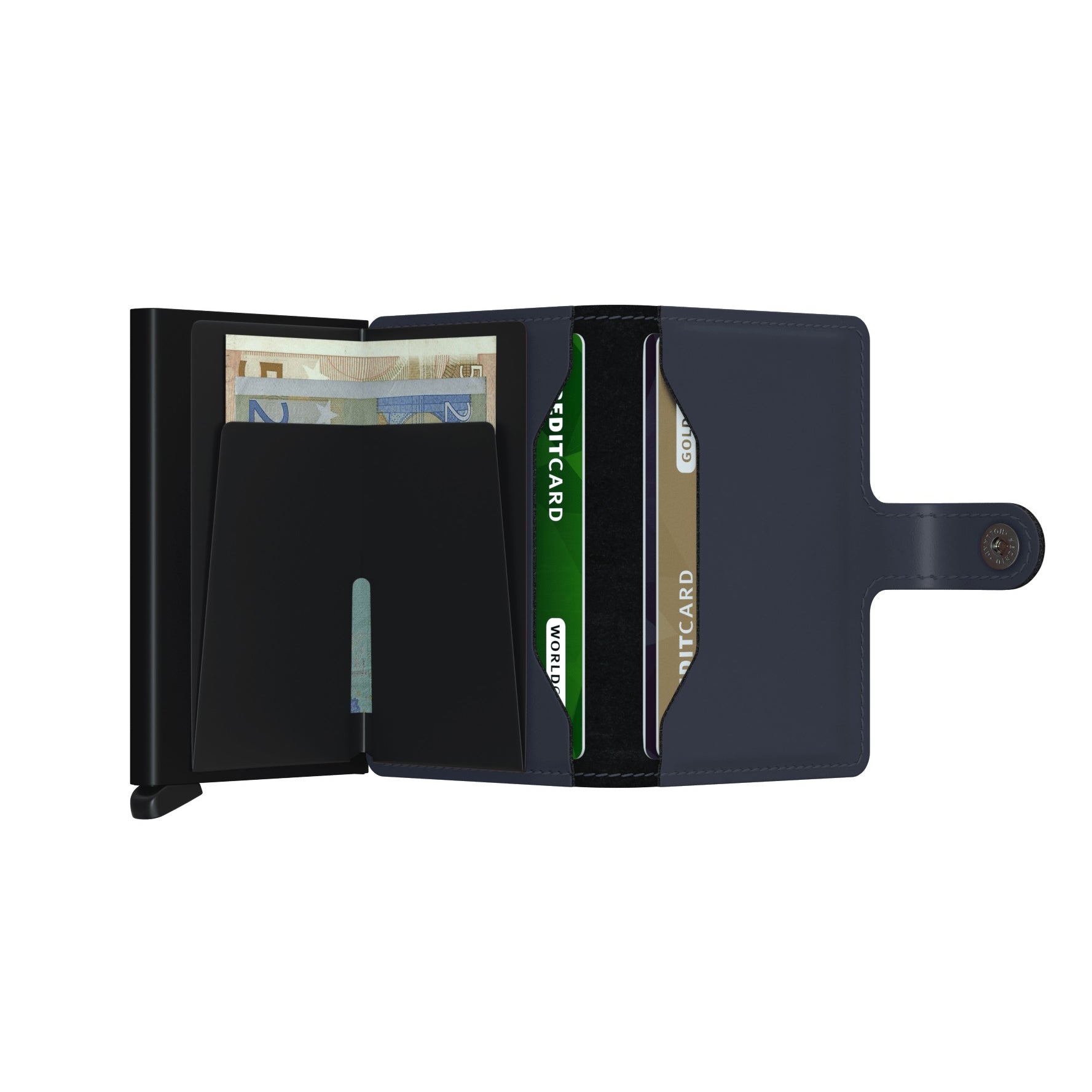 Secrid Miniwallet Matte│art. MM-NIGHTBLUE│Pasjeshouder en Portemonnee│geopend met contant geld