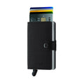 Secrid Miniwallet Rango│pasjeshouder│art. MRA-BLACK│voorkant met uitgeschoven pasjes en clip