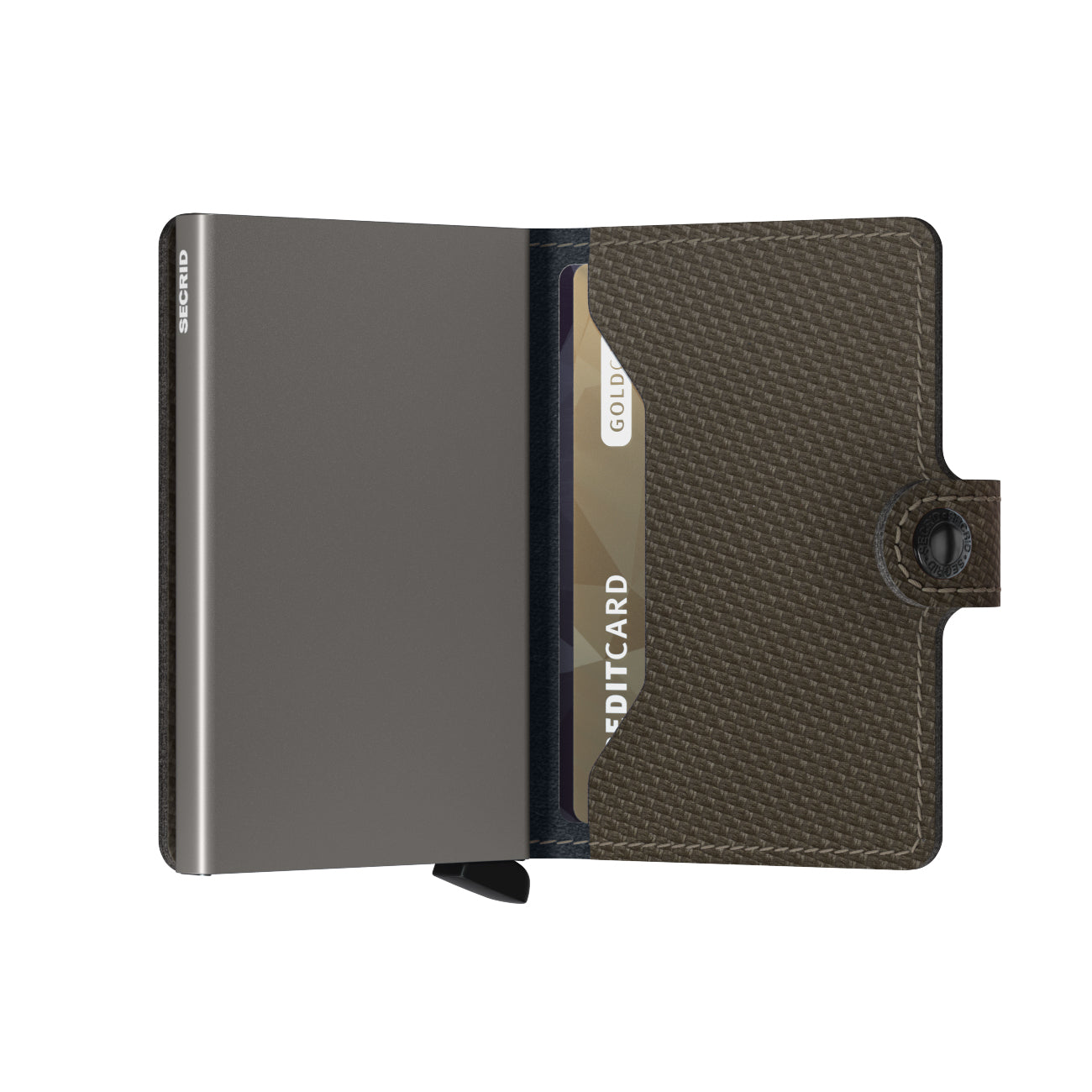 Secrid Miniwallet Carbon│art. MCA-KHAKI││Pasjeshouder en Portemonnee│half open