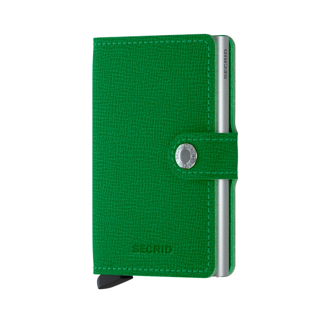 Secrid Miniwallet Crisple│art. MC-LIGHTGREEN│Pasjeshouder en Portemonnee│voorkant met witte achtergrond