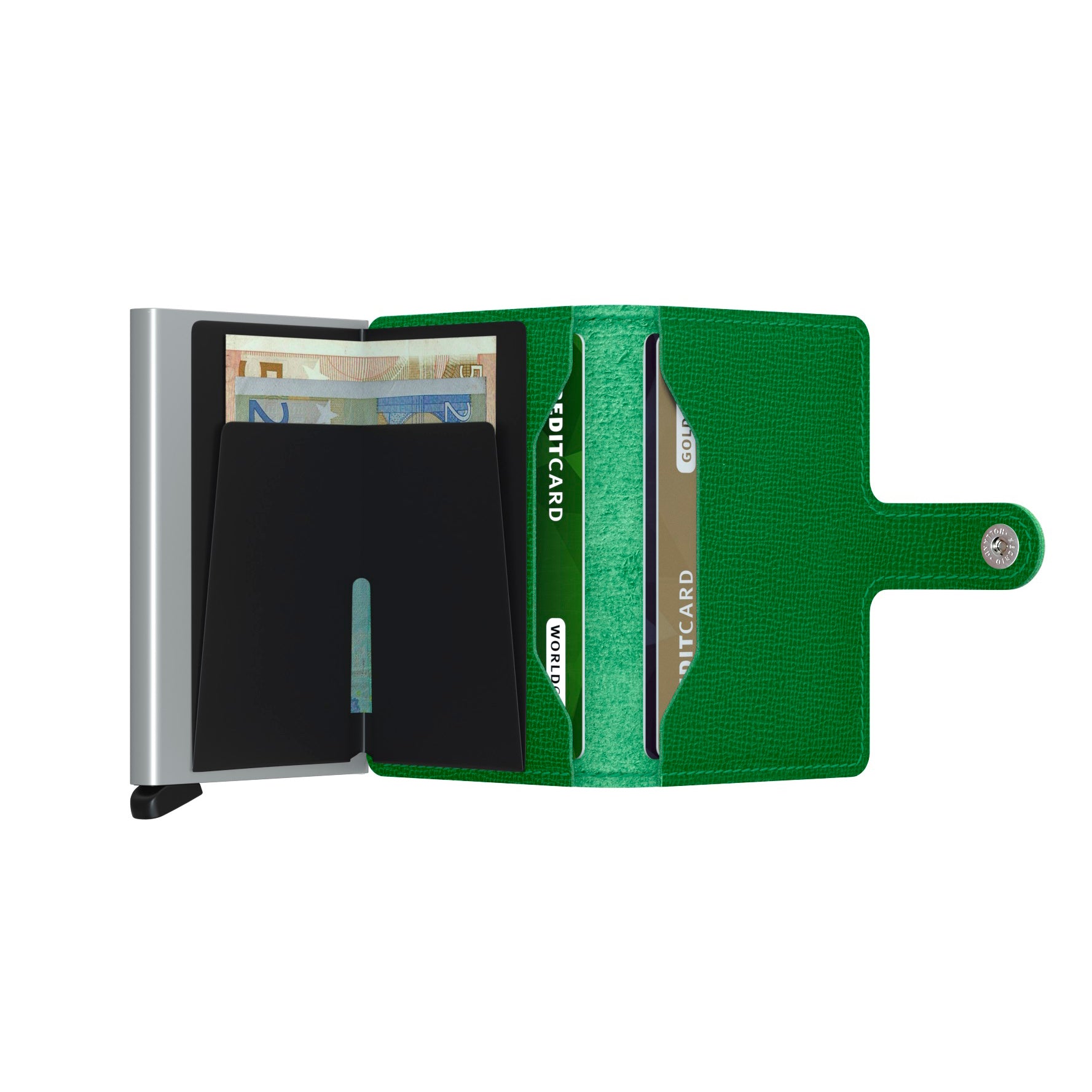 Secrid Miniwallet Crisple│art. MC-LIGHTGREEN│Pasjeshouder en Portemonnee│open met contant geld