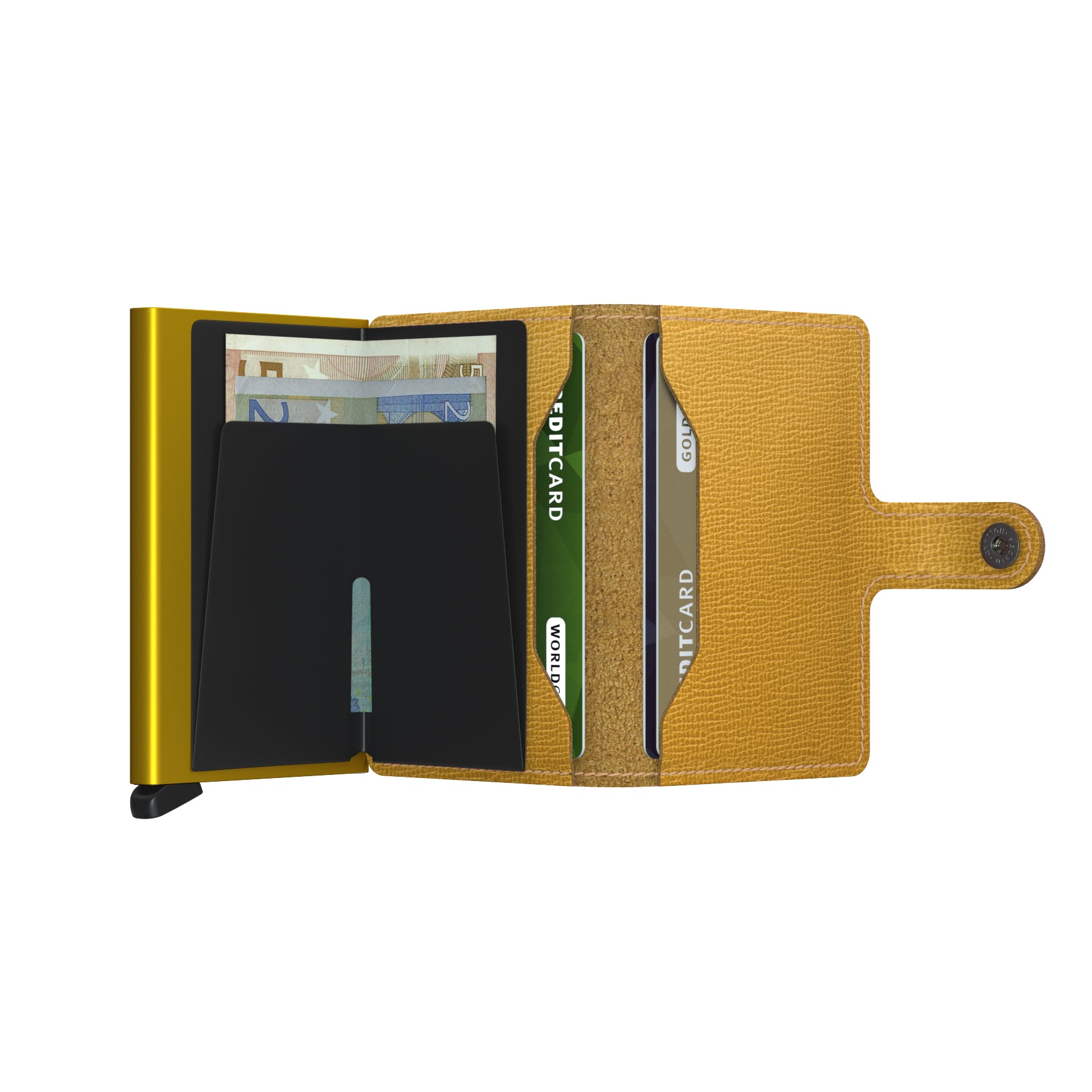 Secrid Miniwallet Crisple│Pasjeshouder│art. MC-OCHRE│geopend met contant geld en pasjes