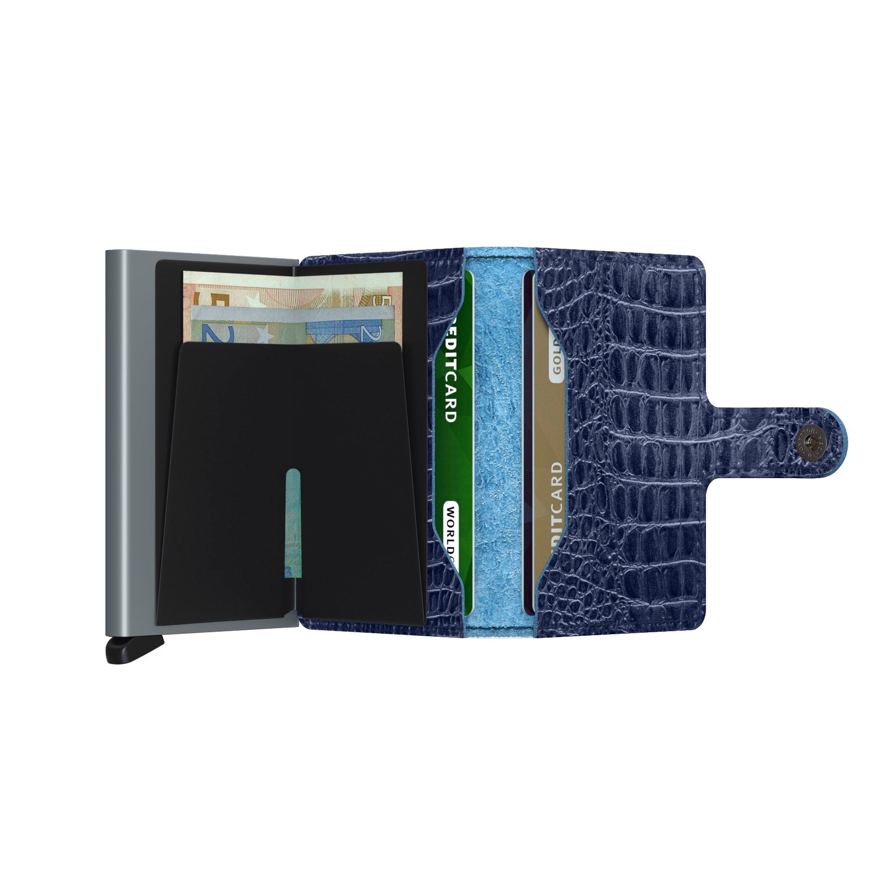 Secrid Miniwallet Nile│art. MN-BLUE│Pasjeshouder│geopend met contant geld