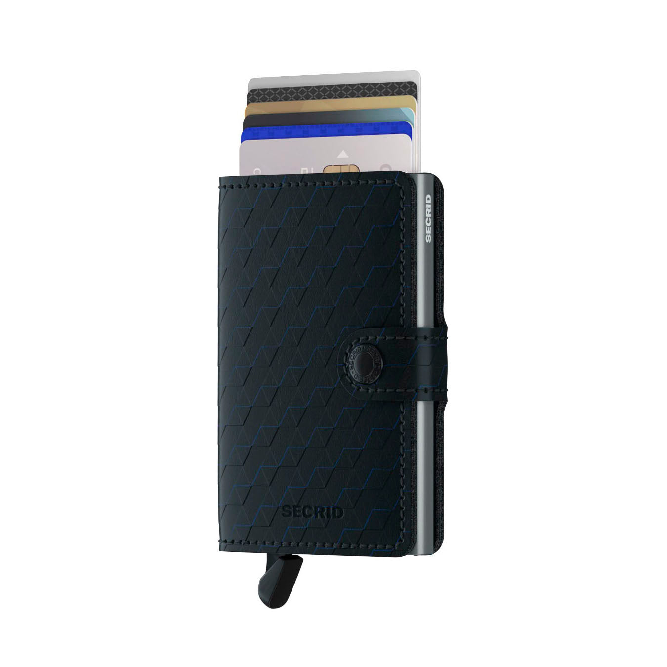 Secrid Miniwallet Optical│art. MOP-BLACK-TITANIUM│Pasjeshouder & Portemonnee│voorkant met uitgeschoven pasjes