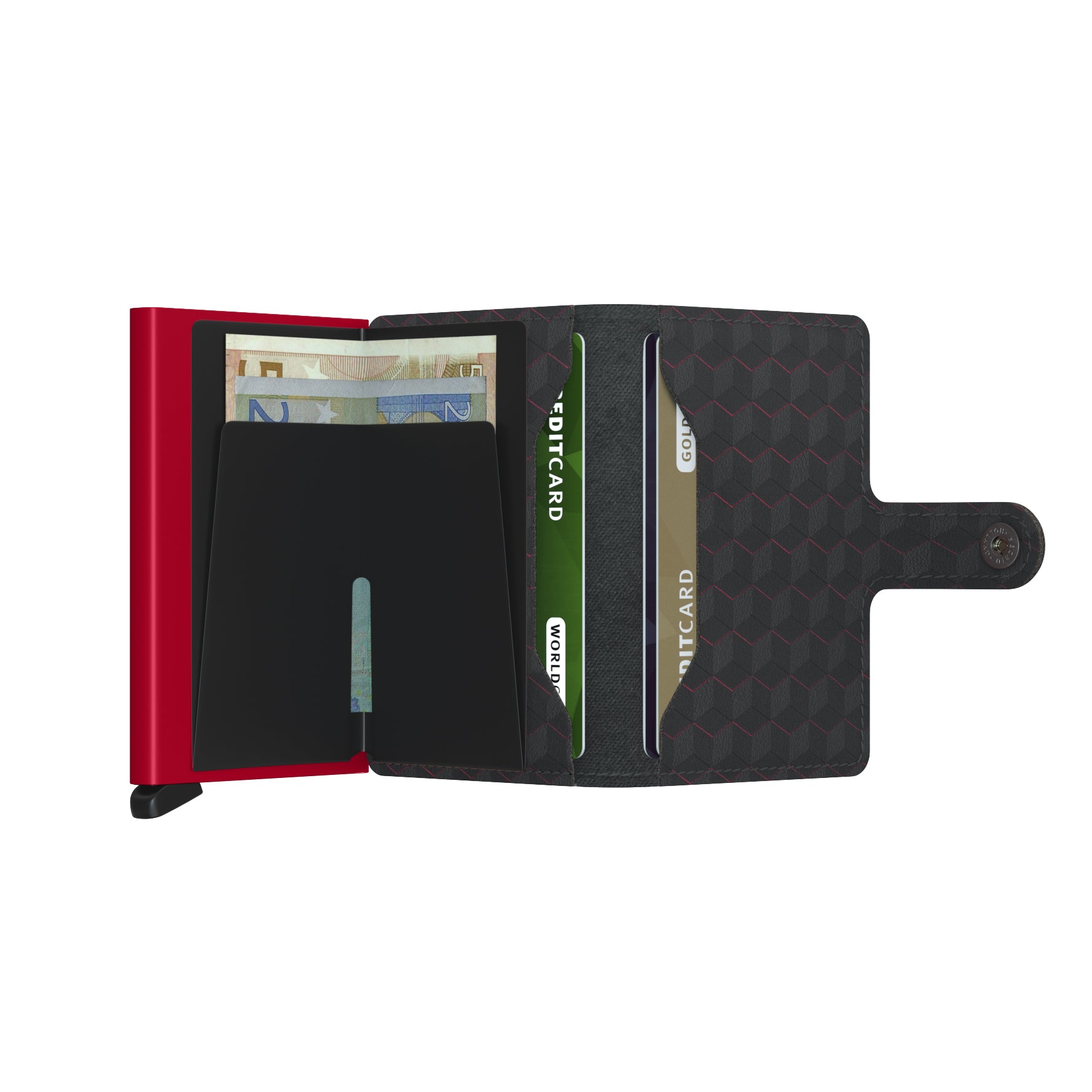 Secrid Miniwallet Optical│Pasjeshouder│MOP-BLACK-RED│open met contant geld