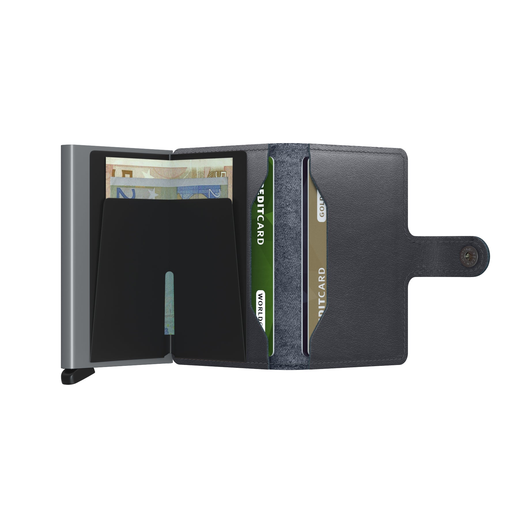 Secrid Miniwallet Original Grijs│Pasjeshouder en Portemonnee│art. M-GREY│geopend met contant geld en pasjes