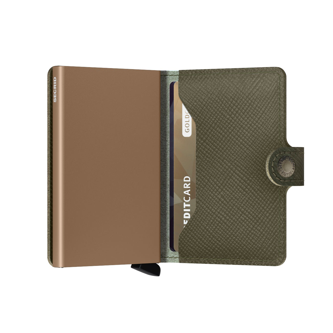 Secrid Miniwallet Saffiano│Pasjeshouder│art. MSA-OLIVE│ half open