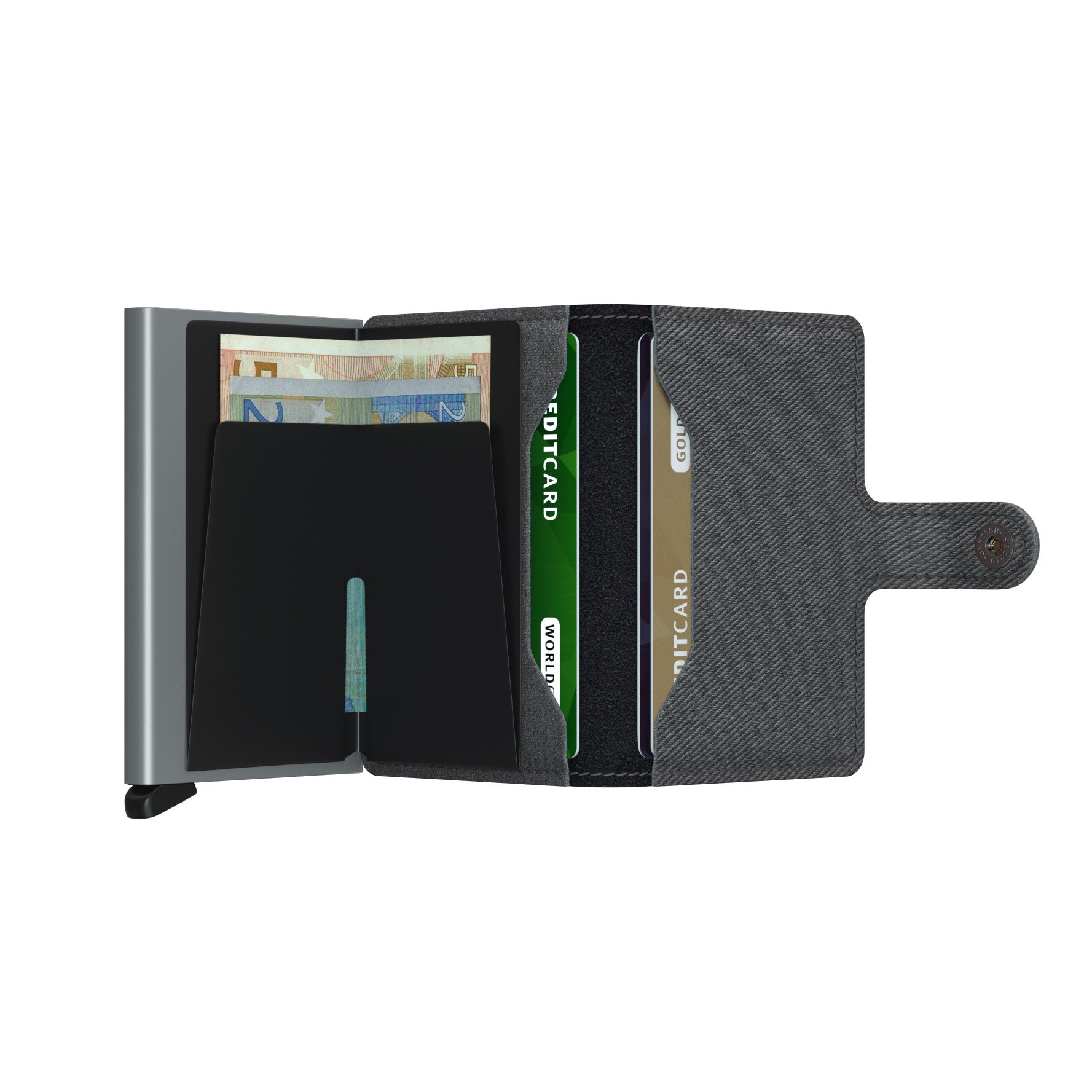 Secrid Miniwallet Twist│art. MTW-GREY│pasjeshouder│geopend met contant geld
