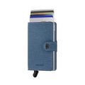 Secrid Miniwallet Twist│art. MTW-JEANS-BLUE││Pasjeshouder│voorkant met uitgeschoven pasjes en clip