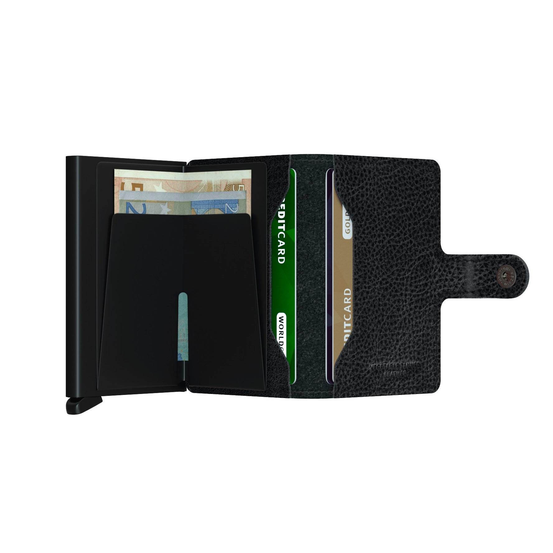 Secrid Miniwallet Veg│art. MVG-BLACK-BLACK│Pasjeshouder│geopend met contant geld