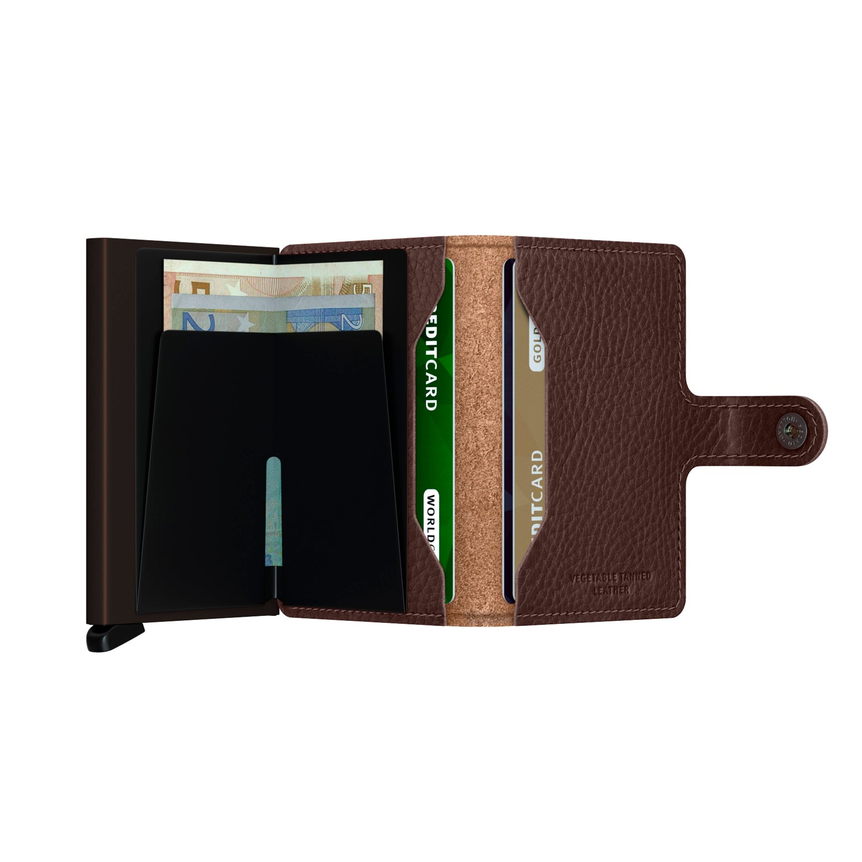 Secrid Miniwallet Veg│art. MVG-ESPRESSO-BROWN││Pasjeshouder│geopend met contant geld