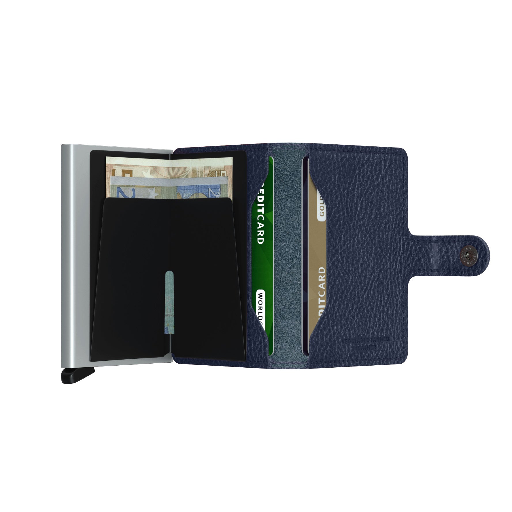 Secrid Miniwallet Veg│Pasjeshouder│art. MVG-NAVY-SILVER│geopend met contant geld