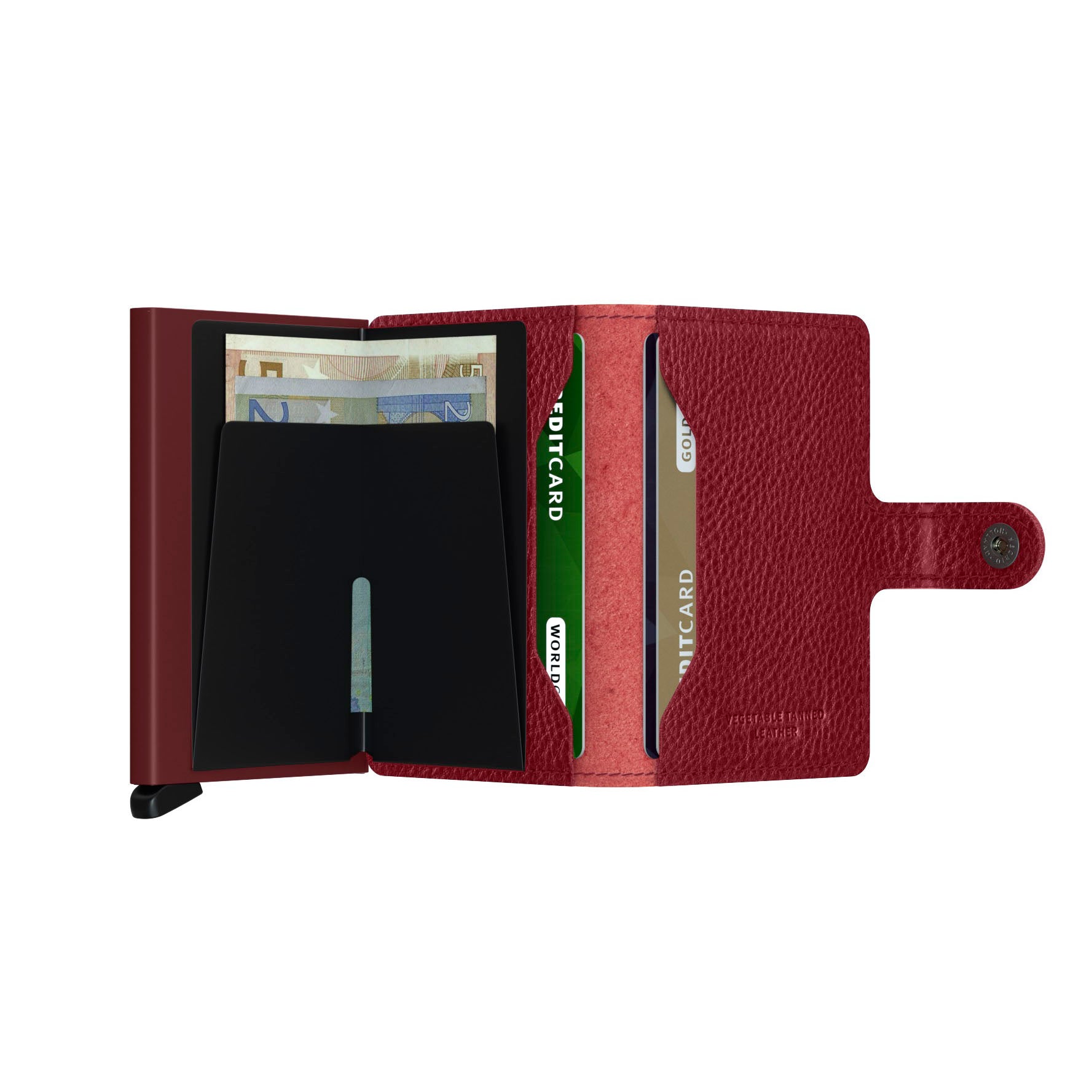 Secrid Miniwallet Veg│art. MVG-ROSSO-BORDEAUX│Pasjeshouder│geopend met contant geld