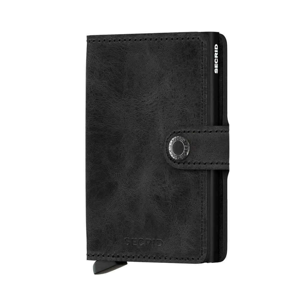 Secrid Miniwallet Vintage Zwart│art. MV-BLACK│Pasjeshouder en Portemonnee│voorkant met witte achtergrond