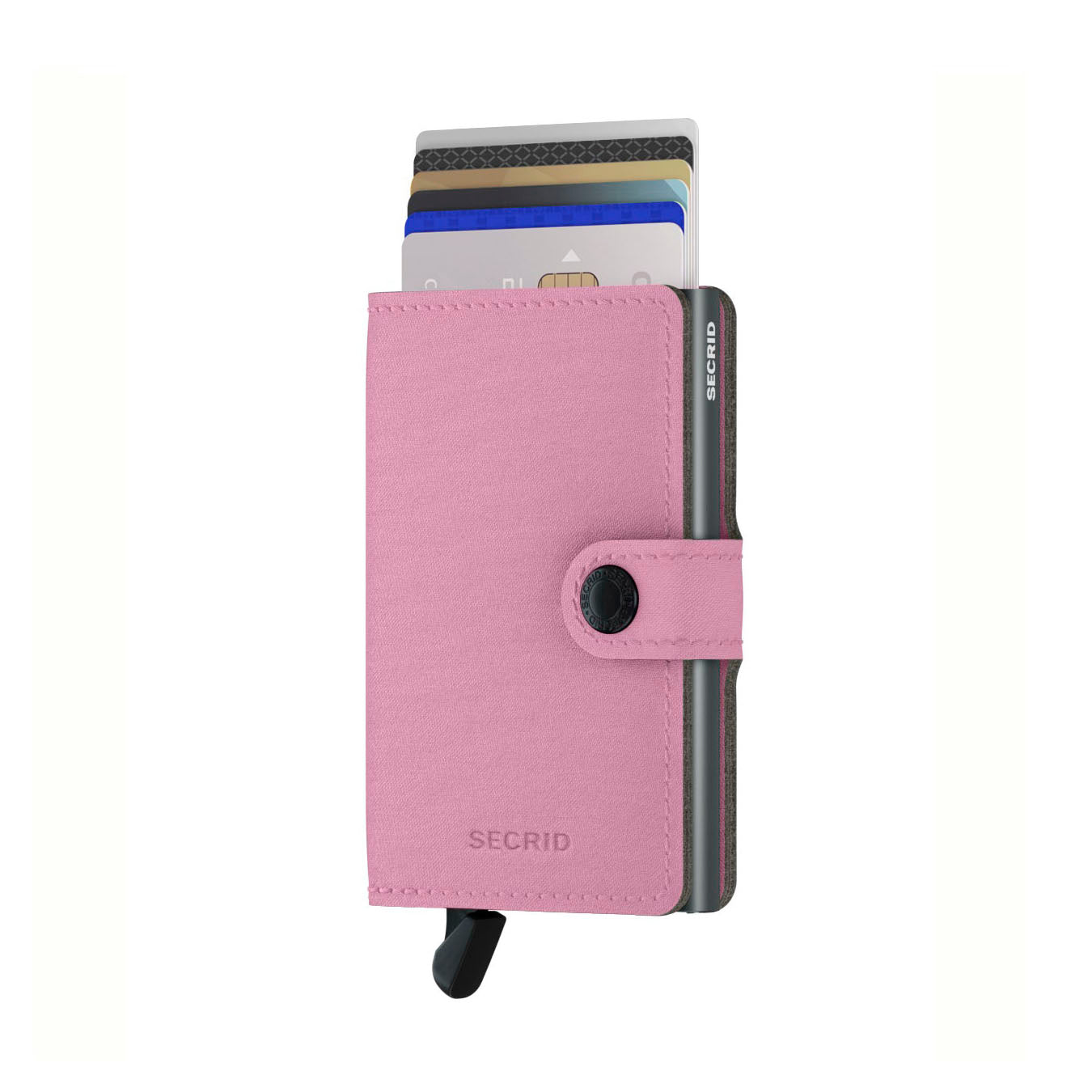 Secrid Miniwallet Yard│art. MY-ROSE│Pasjeshouder en Portemonnee│voorkant met uitgeschoven betaalkaarten