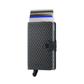 Secrid Miniwallet│Pasjeshouder│art. MCU-BLACK-TITANIUM│voorkant met uitgeschoven pasjes en clip