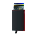 Secrid Slimwallet Matte│art. SM-BLACK-RED│Pasjeshouder│voorkant met uitgeschoven pasjes en clip