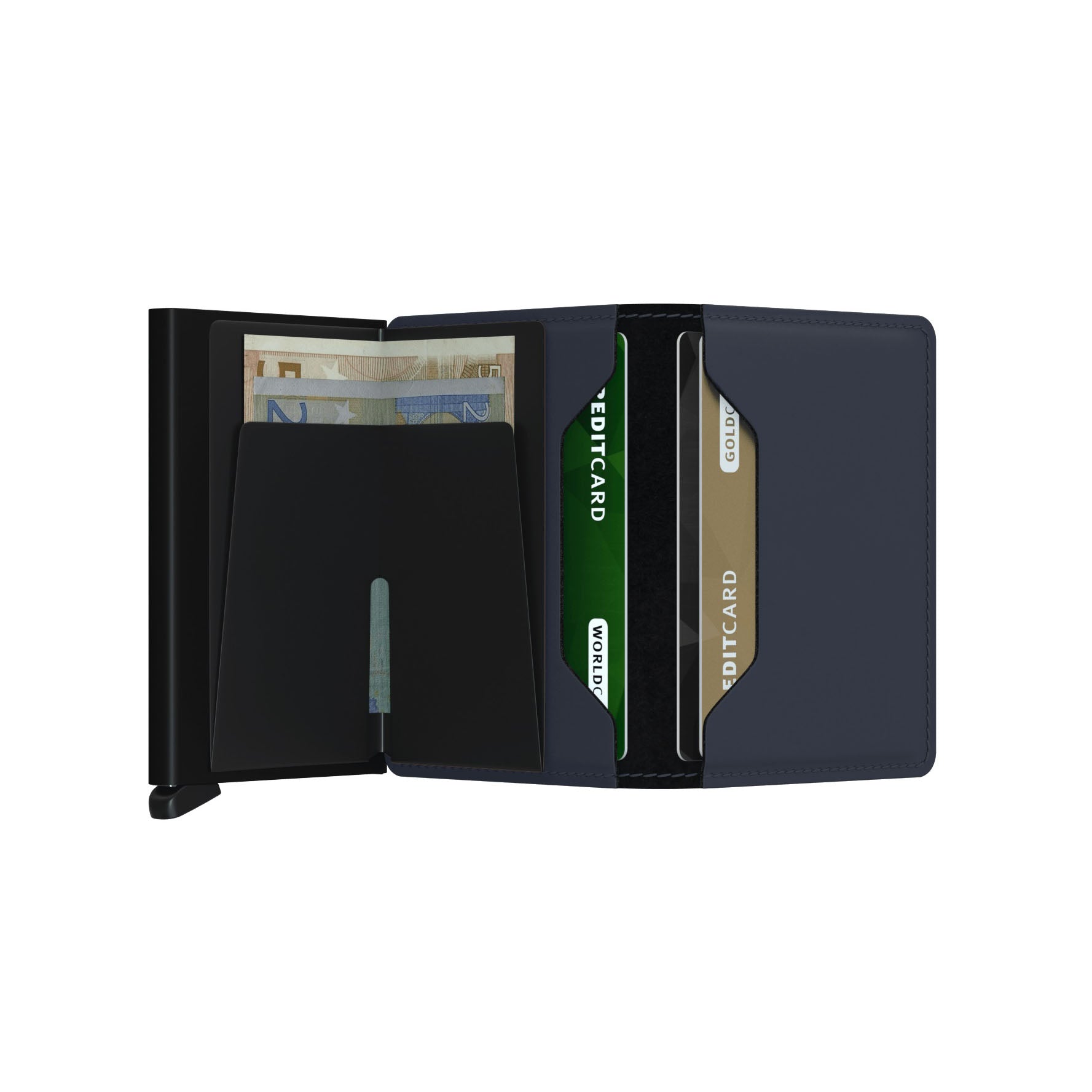 Secrid Slimwallet Matte│art. SM-NIGHTBLUE│Pasjeshouder│geopend met contant geld