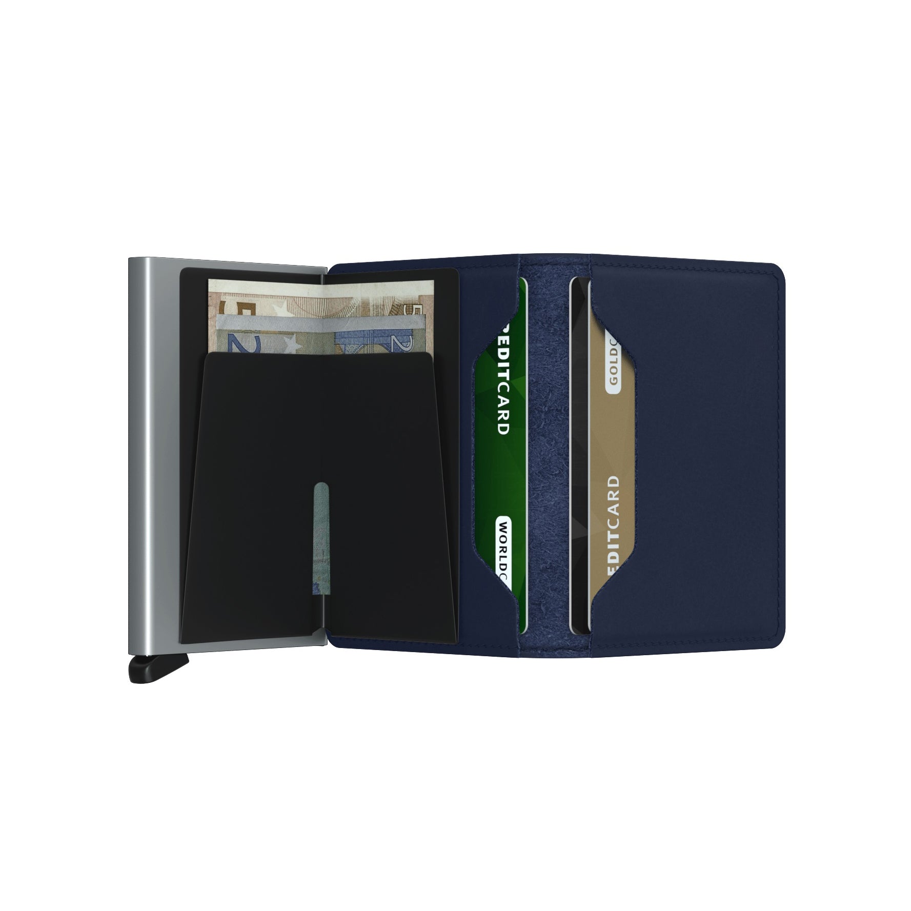 Secrid Slimwallet Original│art. SO-NAVY│Pasjeshouder│geopend met contant geld