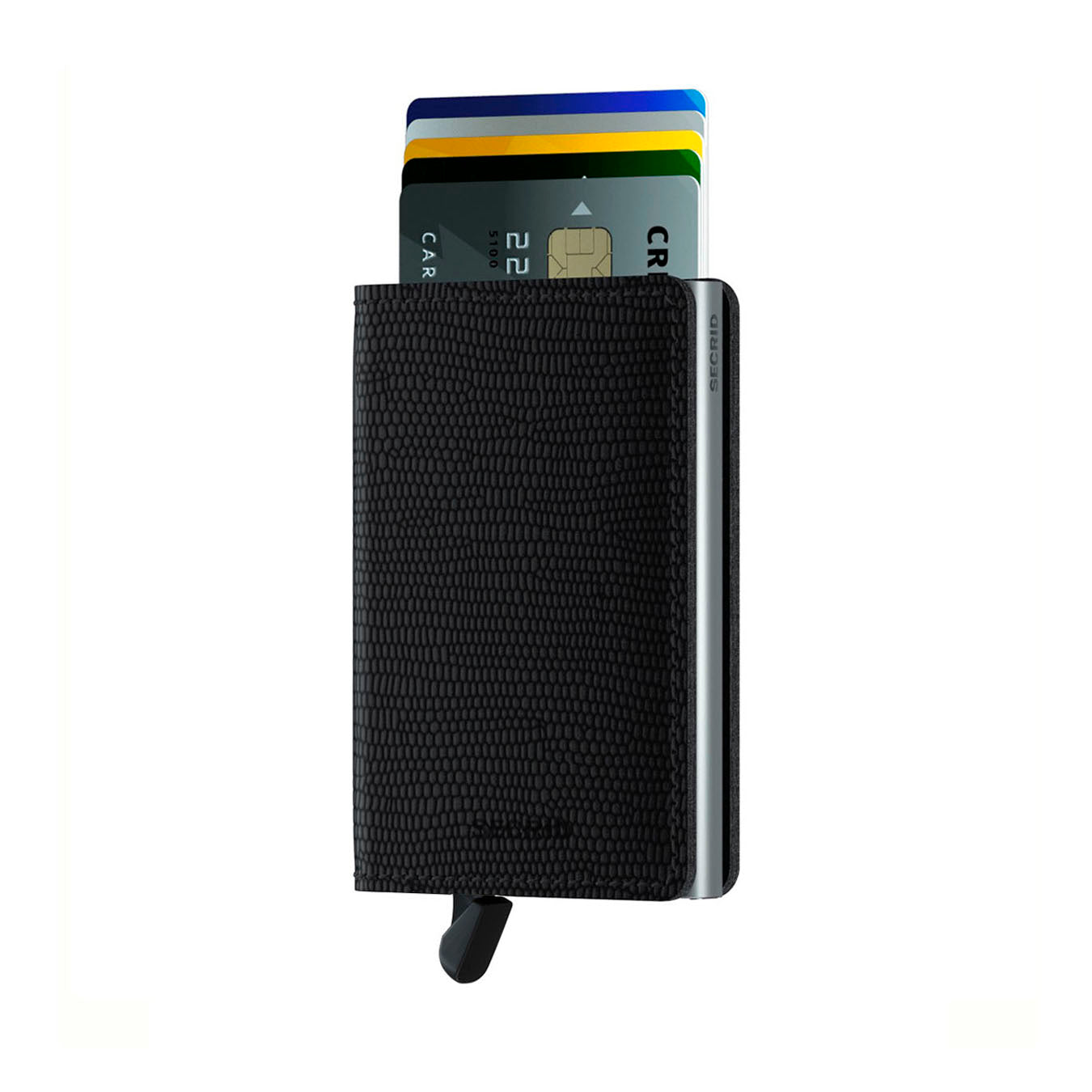 Secrid Slimwallet Rango│art. SRA-BLACK│Pasjeshouder│foto voorkant met uitgeschoven pasjes en clip