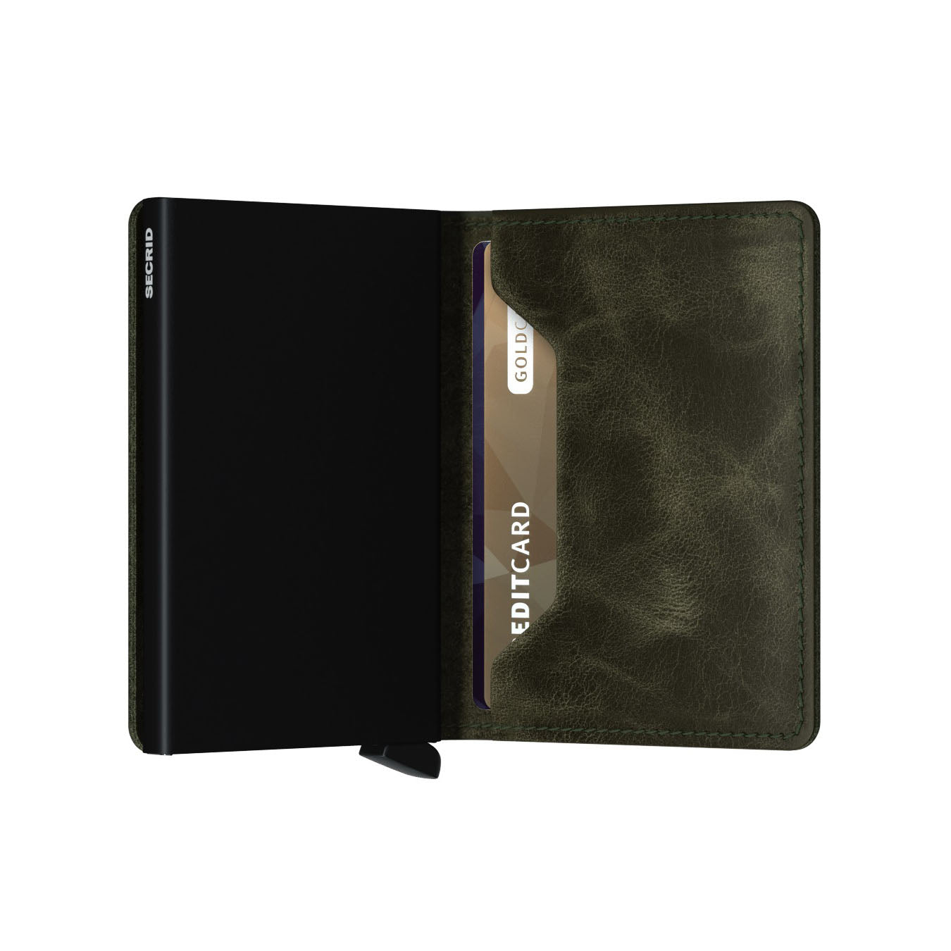 Secrid Slimwallet Vintage│art. SV-OLIVE-BLACK│Pasjeshouder en Portemonnee│half open